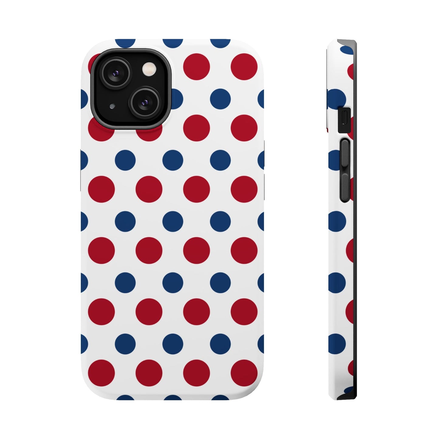 Patriotic Navy, White, and Red Polka Dot MagSafe iPhone Case - BOGO Cases