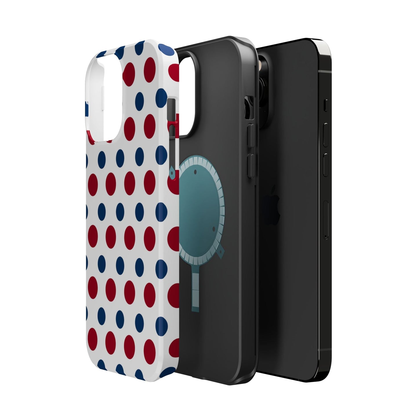 Patriotic Navy, White, and Red Polka Dot MagSafe iPhone Case - BOGO Cases