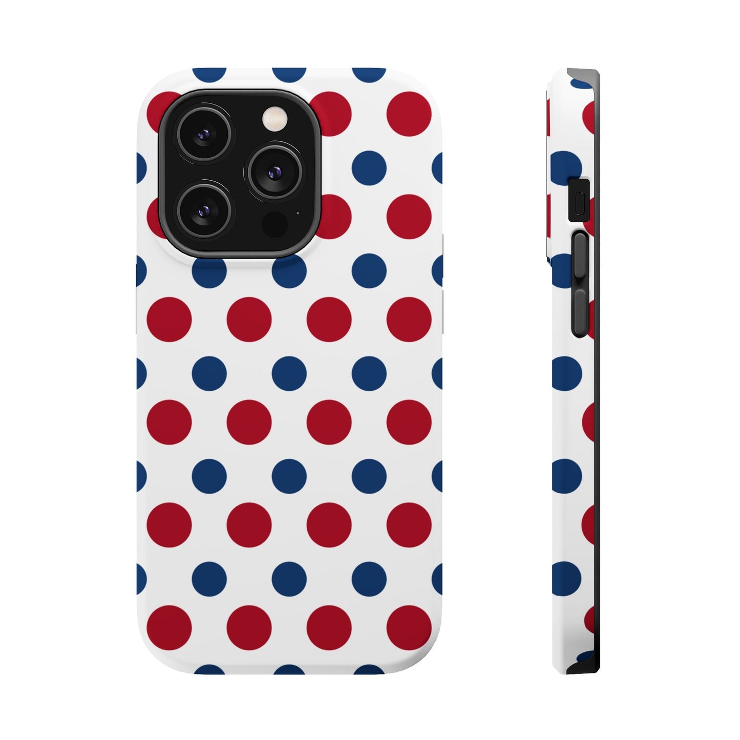 Patriotic Navy, White, and Red Polka Dot MagSafe iPhone Case - BOGO Cases