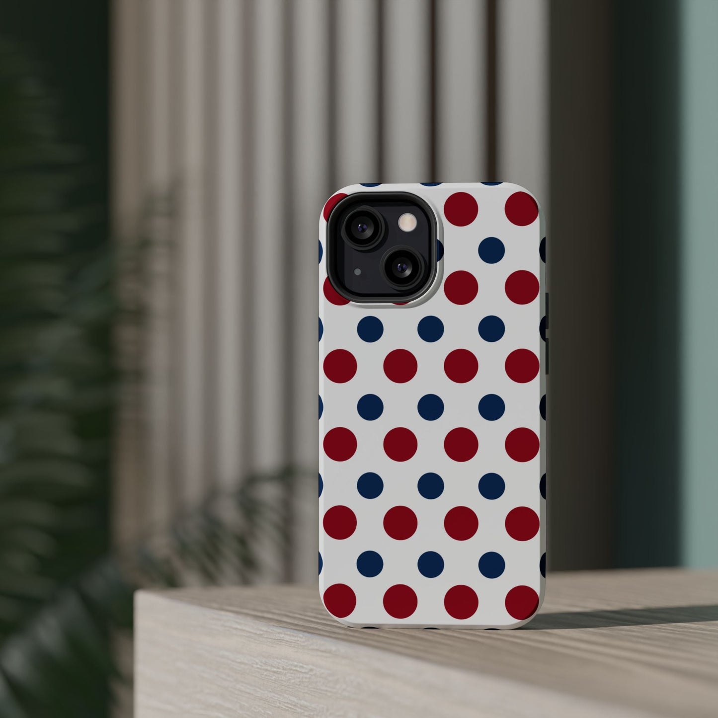 Patriotic Navy, White, and Red Polka Dot MagSafe iPhone Case - BOGO Cases