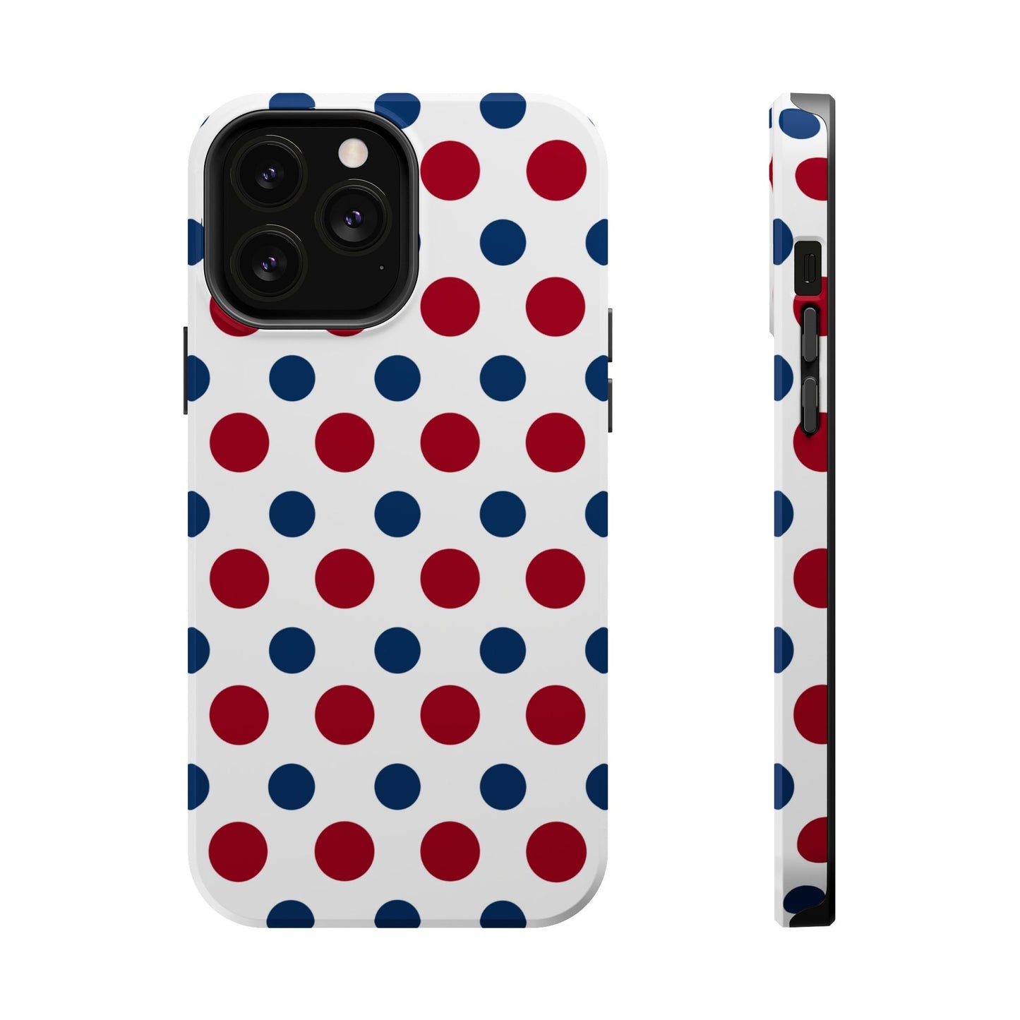 Patriotic Navy, White, and Red Polka Dot MagSafe iPhone Case - BOGO Cases