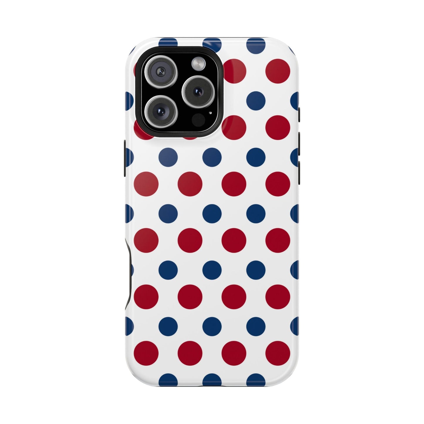 Patriotic Navy, White, and Red Polka Dot MagSafe iPhone Case - BOGO Cases