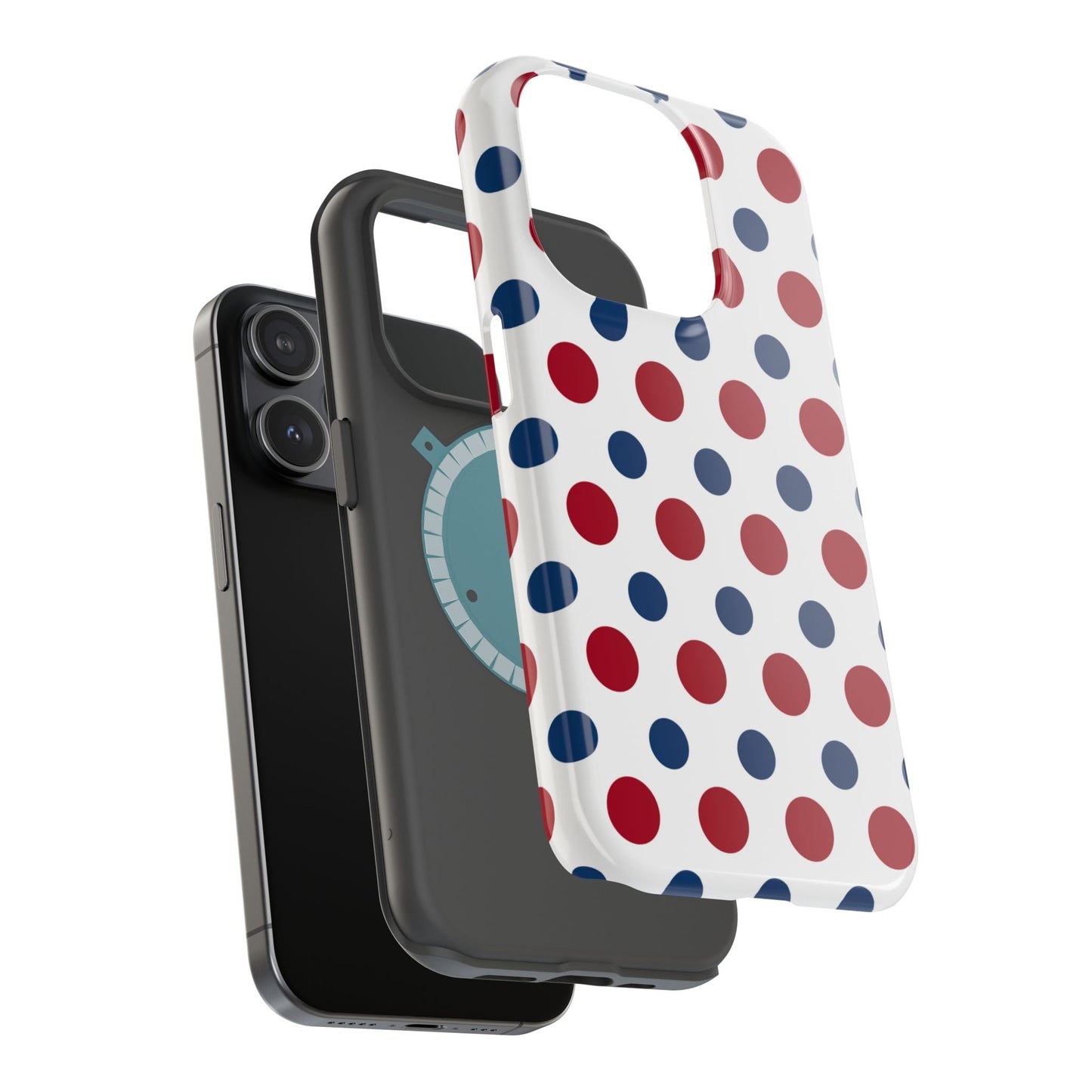 Patriotic Navy, White, and Red Polka Dot MagSafe iPhone Case - BOGO Cases