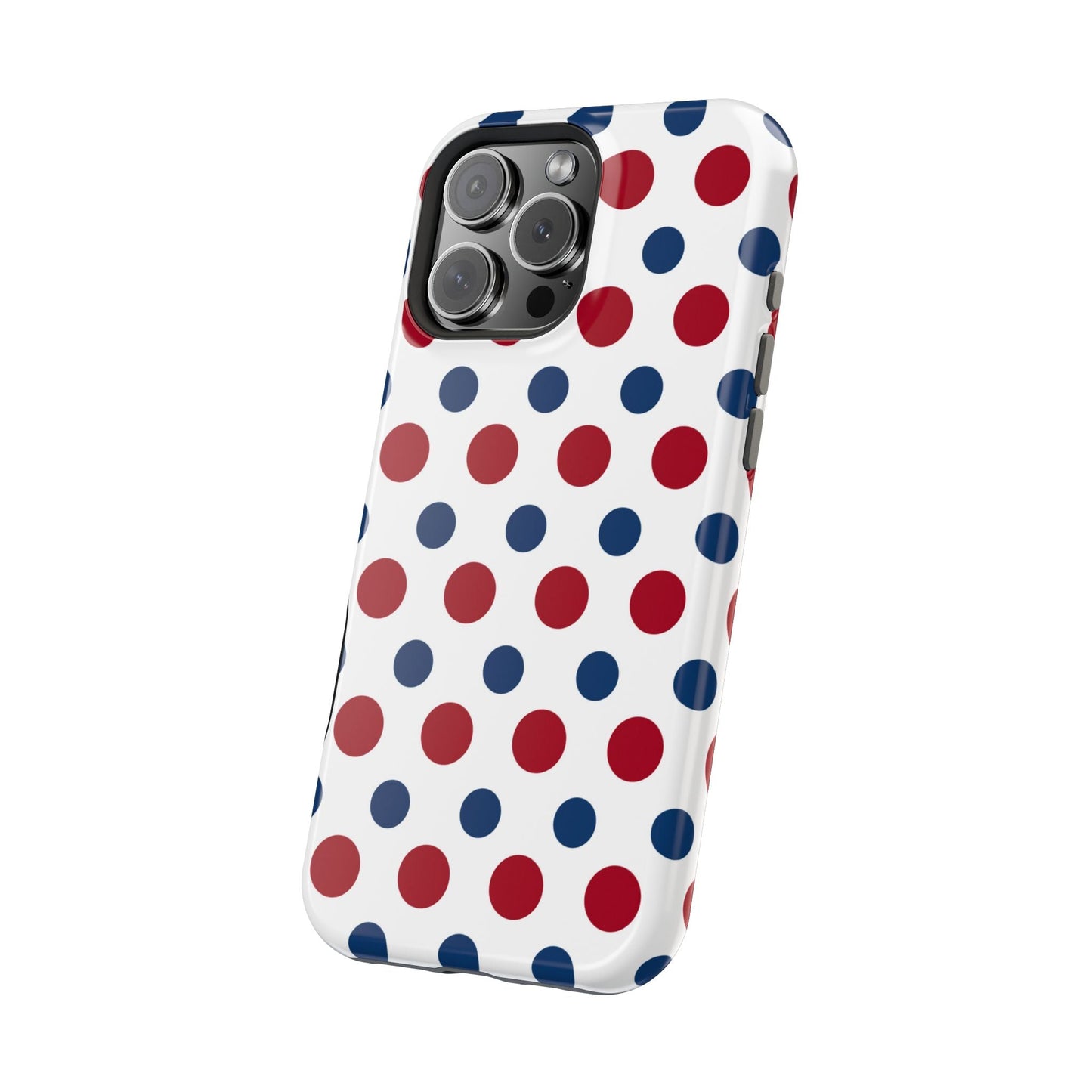 Patriotic Navy, White, and Red Polka Dot MagSafe iPhone Case - BOGO Cases