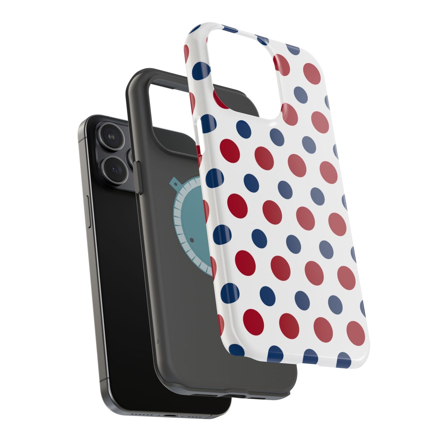 Patriotic Navy, White, and Red Polka Dot MagSafe iPhone Case - BOGO Cases