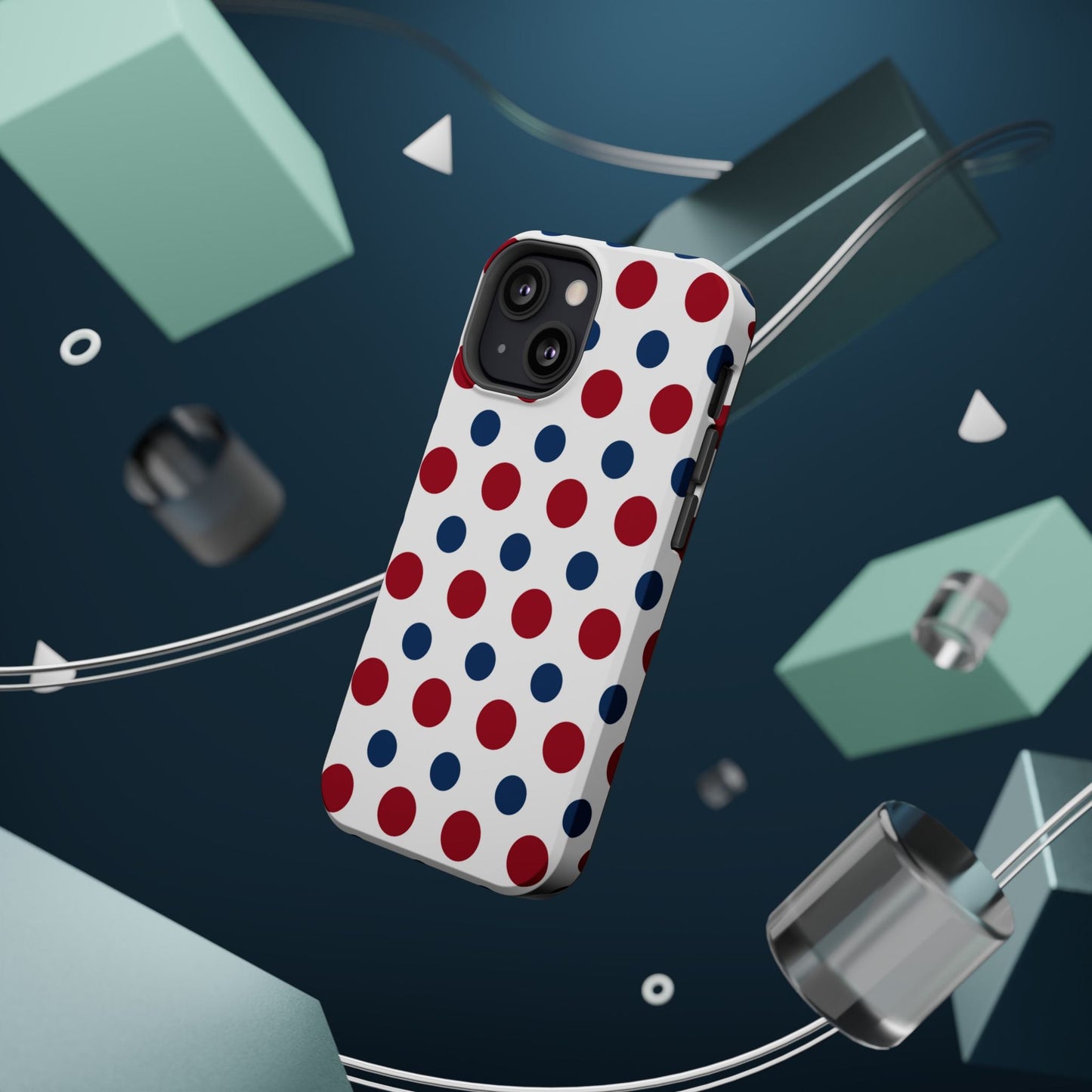 Patriotic Navy, White, and Red Polka Dot MagSafe iPhone Case - BOGO Cases