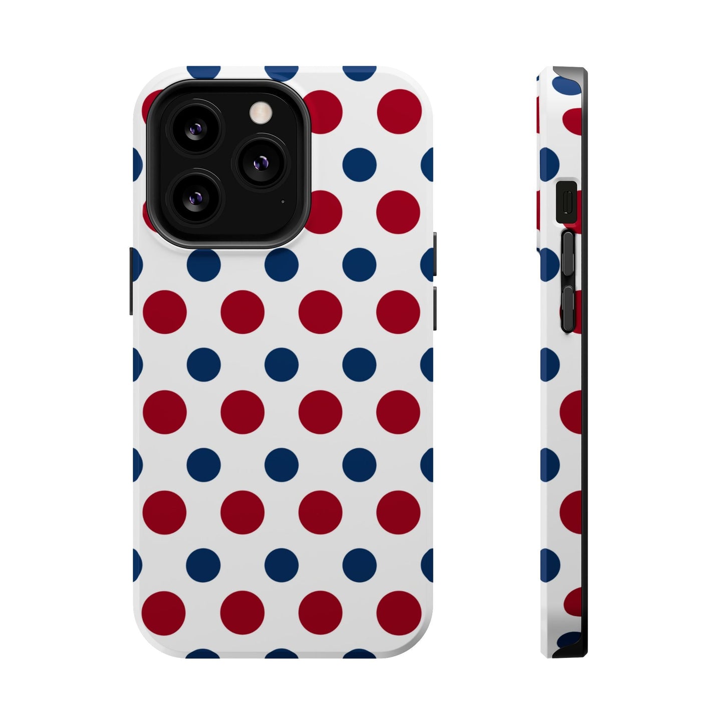 Patriotic Navy, White, and Red Polka Dot MagSafe iPhone Case - BOGO Cases
