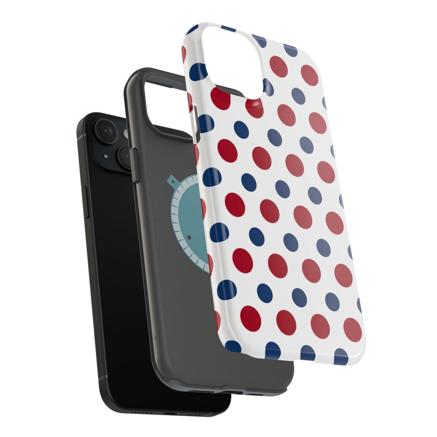 Patriotic Navy, White, and Red Polka Dot MagSafe iPhone Case - BOGO Cases