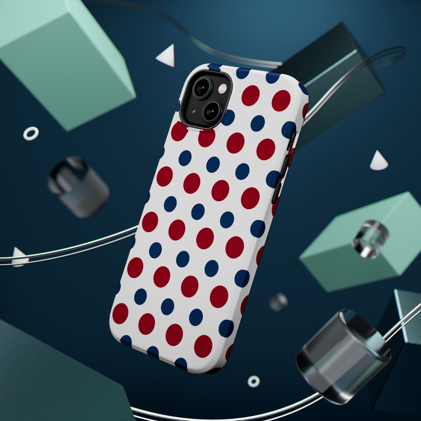 Patriotic Navy, White, and Red Polka Dot MagSafe iPhone Case - BOGO Cases