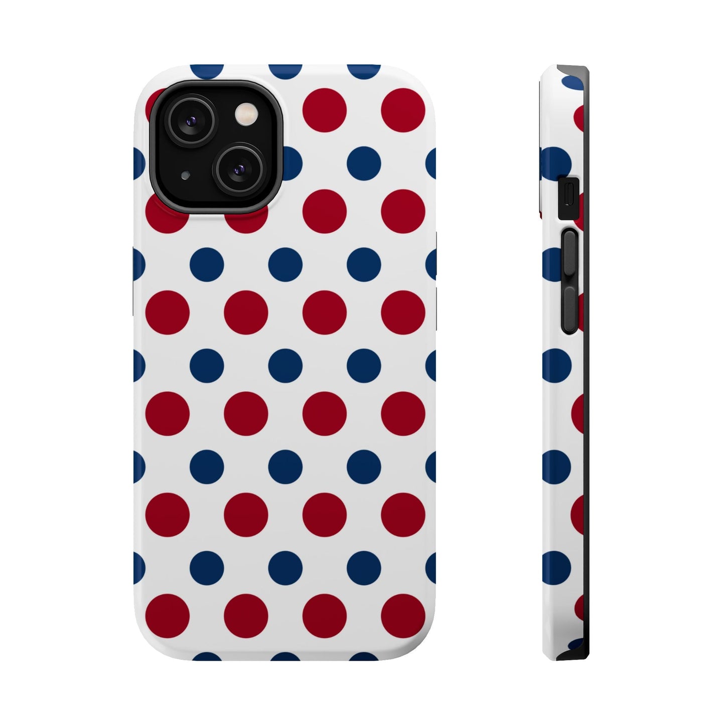 Patriotic Navy, White, and Red Polka Dot MagSafe iPhone Case - BOGO Cases