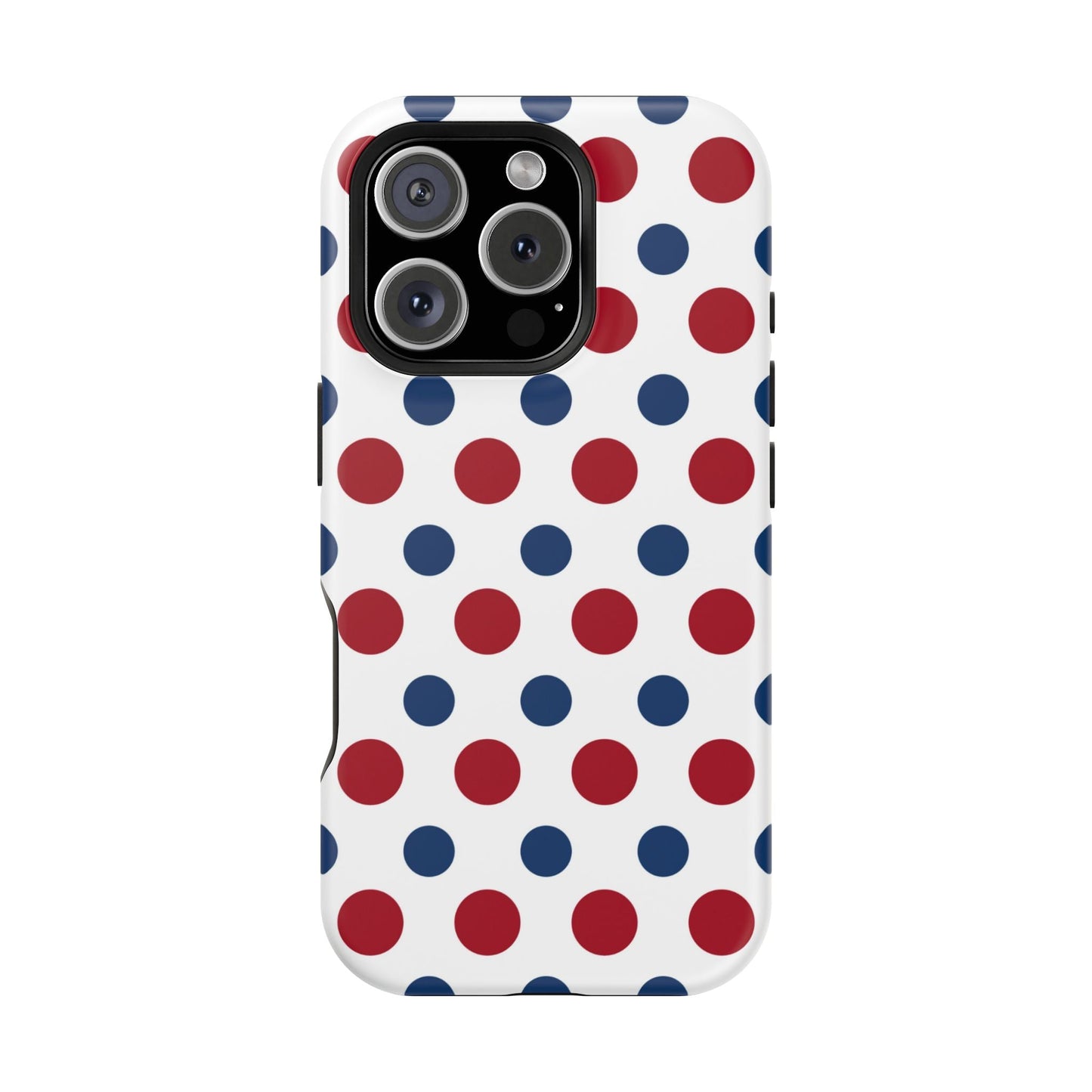 Patriotic Navy, White, and Red Polka Dot MagSafe iPhone Case - BOGO Cases