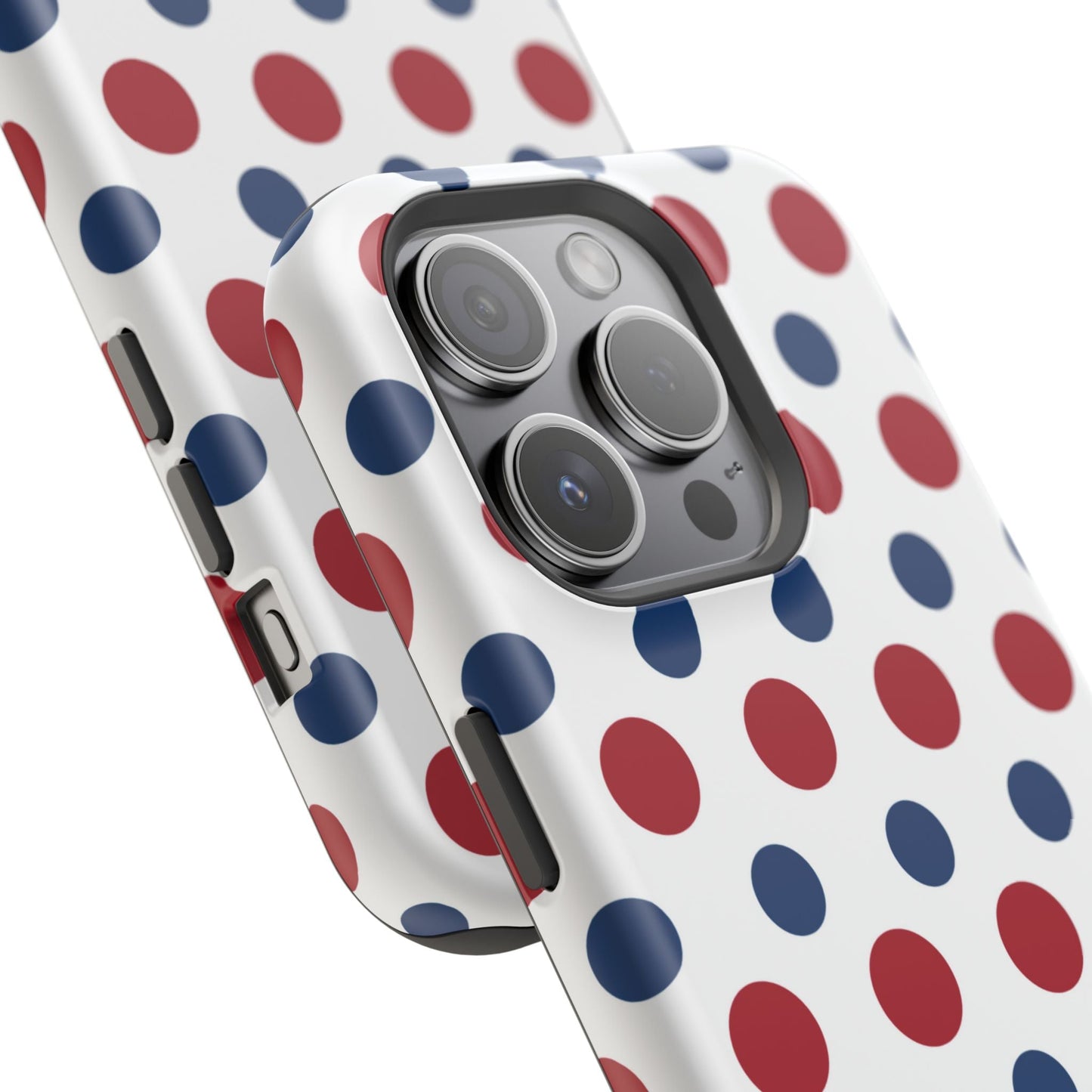 Patriotic Navy, White, and Red Polka Dot MagSafe iPhone Case - BOGO Cases