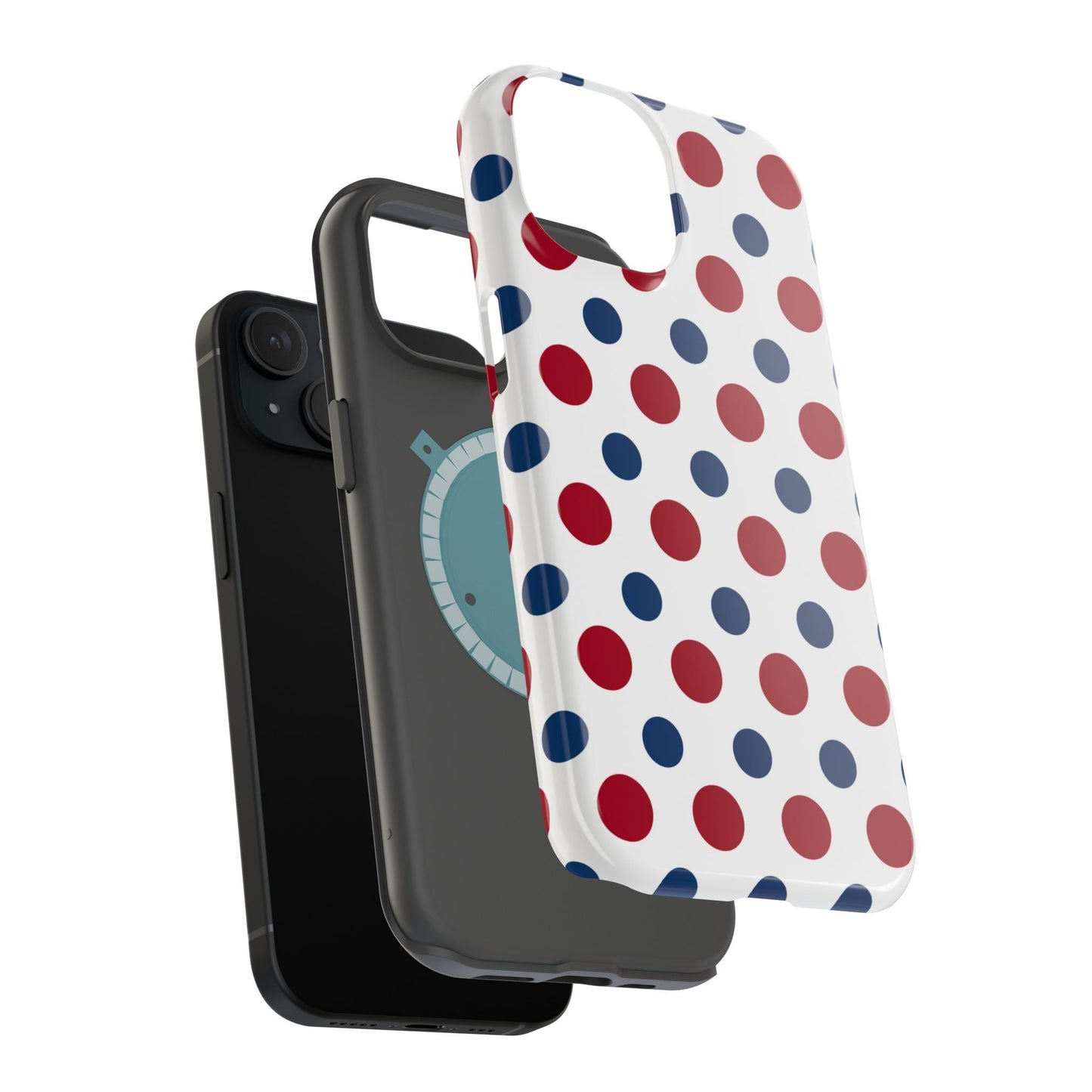 Patriotic Navy, White, and Red Polka Dot MagSafe iPhone Case - BOGO Cases