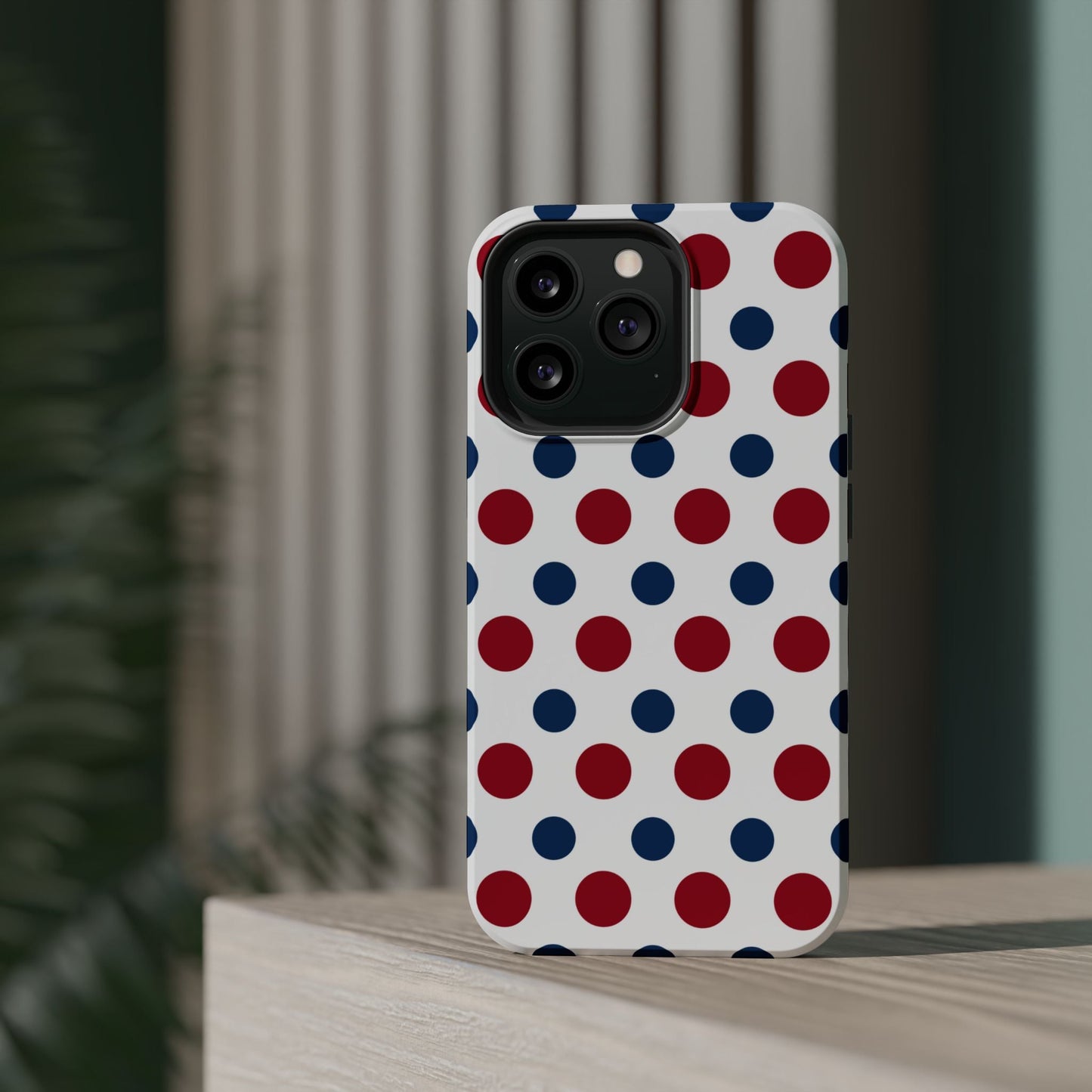 Patriotic Navy, White, and Red Polka Dot MagSafe iPhone Case - BOGO Cases
