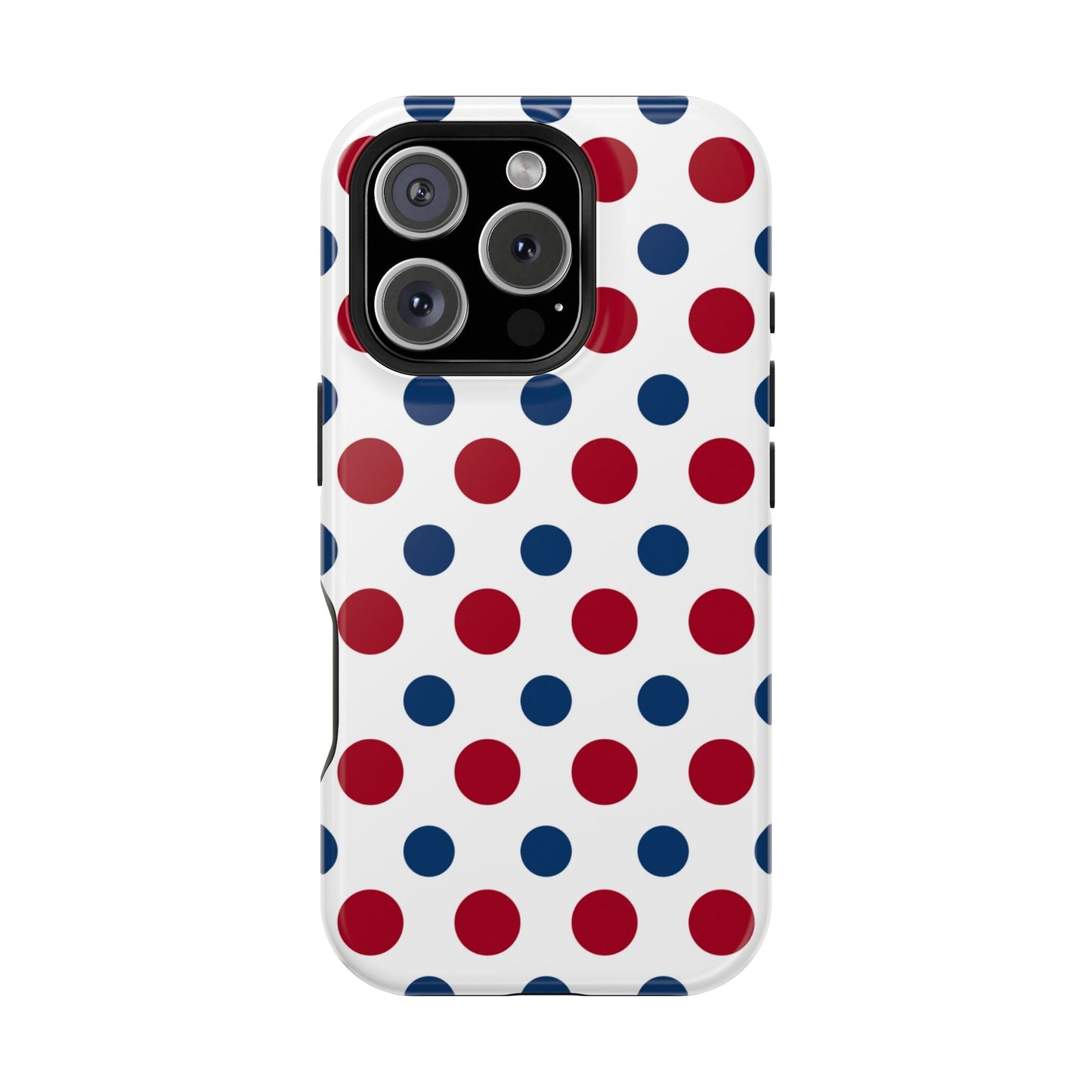 Patriotic Navy, White, and Red Polka Dot MagSafe iPhone Case - BOGO Cases