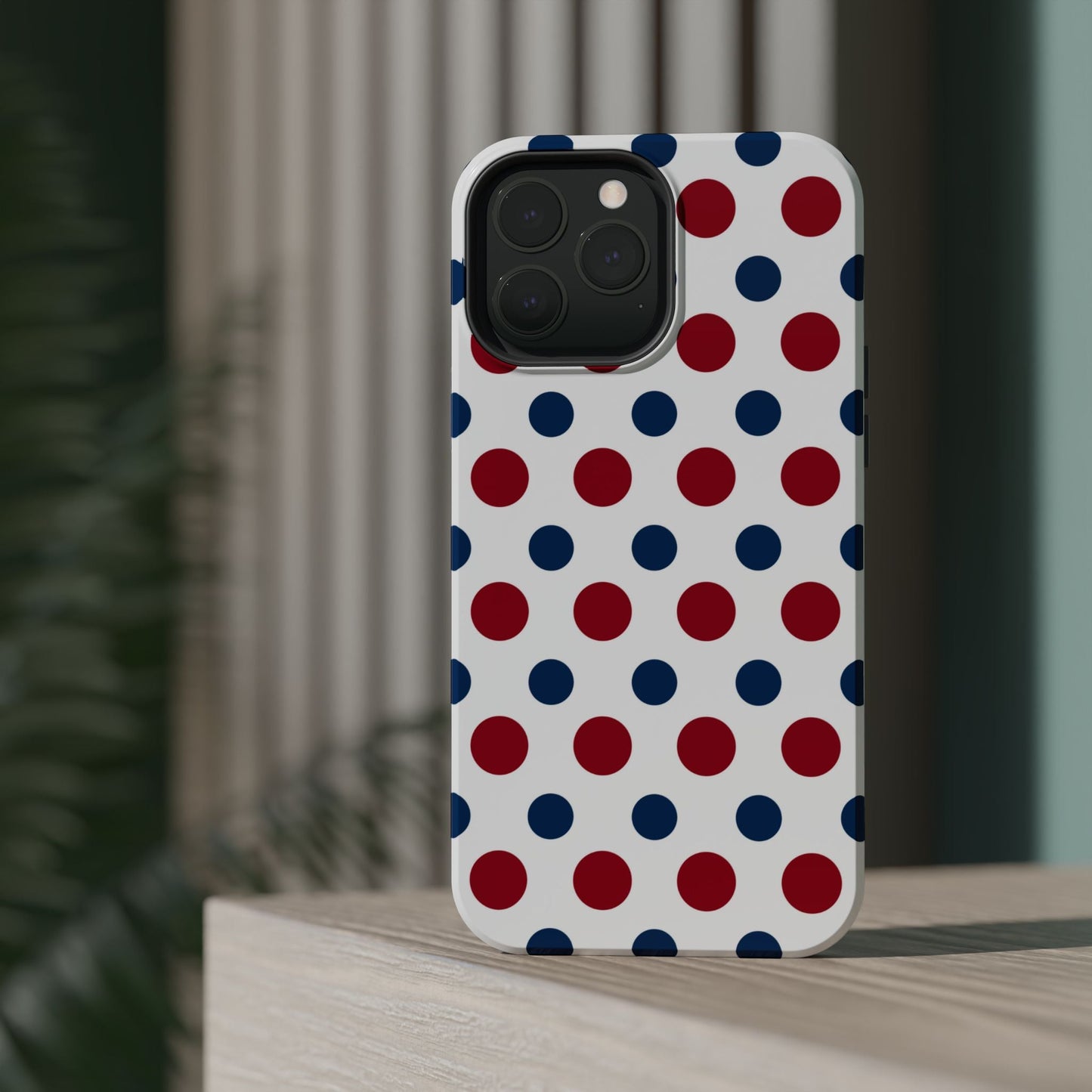 Patriotic Navy, White, and Red Polka Dot MagSafe iPhone Case - BOGO Cases