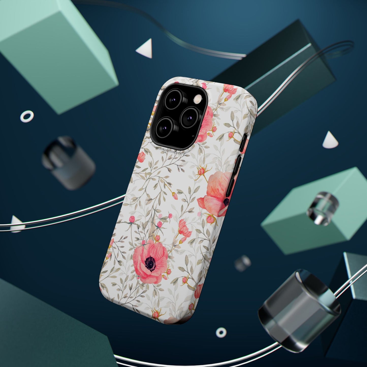 Pink Floral Watercolor MagSafe iPhone Case – Elegant Blossom Design with Magnetic Compatibility - BOGO Cases