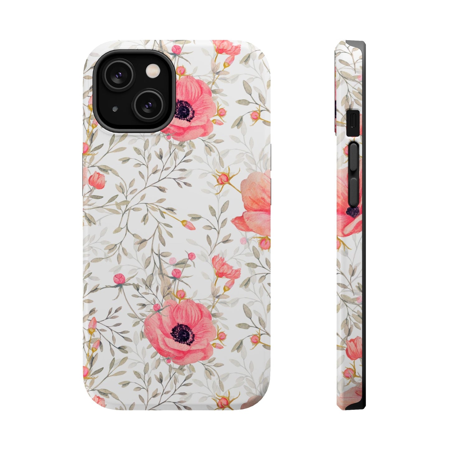 Pink Floral Watercolor MagSafe iPhone Case – Elegant Blossom Design with Magnetic Compatibility - BOGO Cases