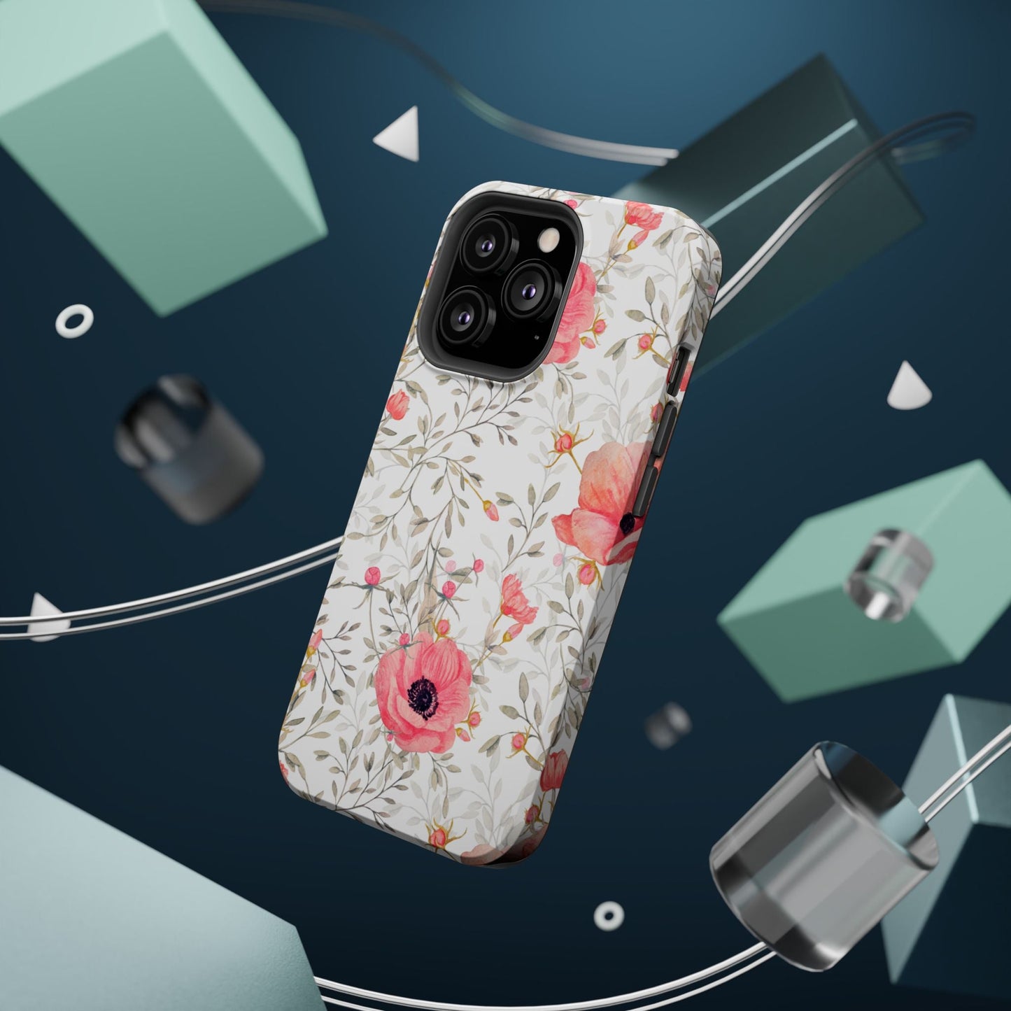 Pink Floral Watercolor MagSafe iPhone Case – Elegant Blossom Design with Magnetic Compatibility - BOGO Cases