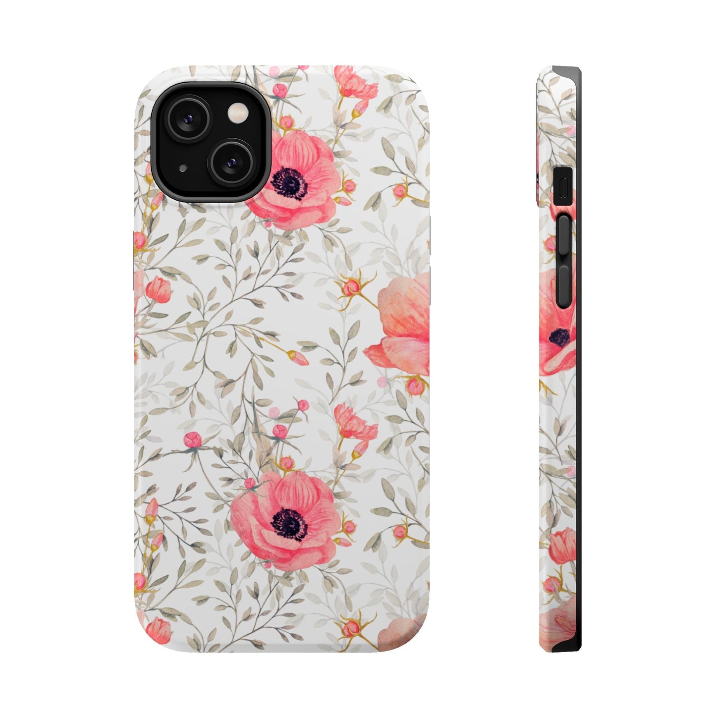 Pink Floral Watercolor MagSafe iPhone Case – Elegant Blossom Design with Magnetic Compatibility - BOGO Cases