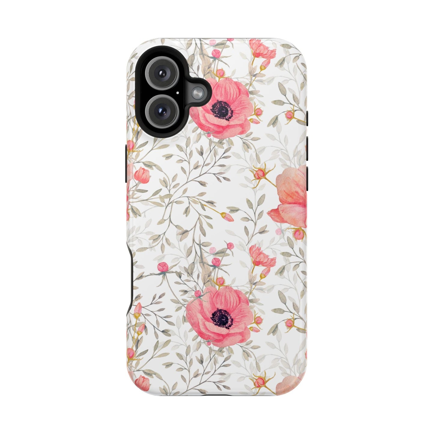 Pink Floral Watercolor MagSafe iPhone Case – Elegant Blossom Design with Magnetic Compatibility - BOGO Cases