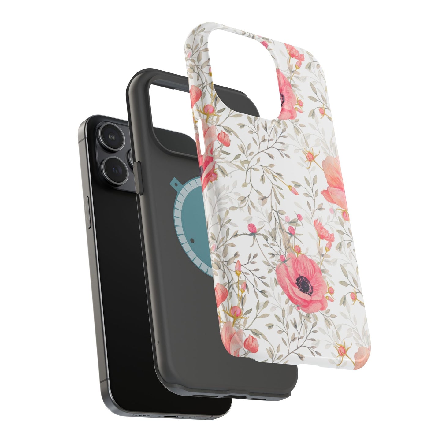 Pink Floral Watercolor MagSafe iPhone Case – Elegant Blossom Design with Magnetic Compatibility - BOGO Cases