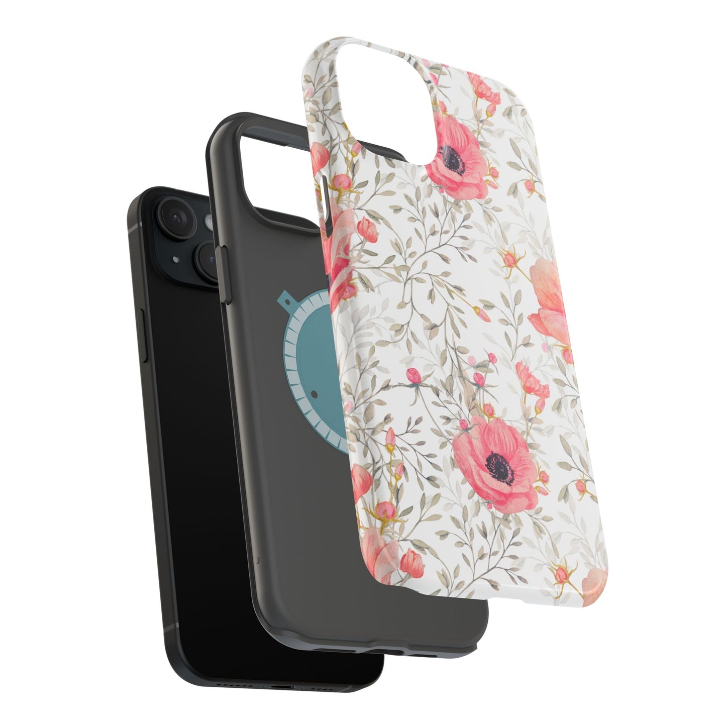 Pink Floral Watercolor MagSafe iPhone Case – Elegant Blossom Design with Magnetic Compatibility - BOGO Cases
