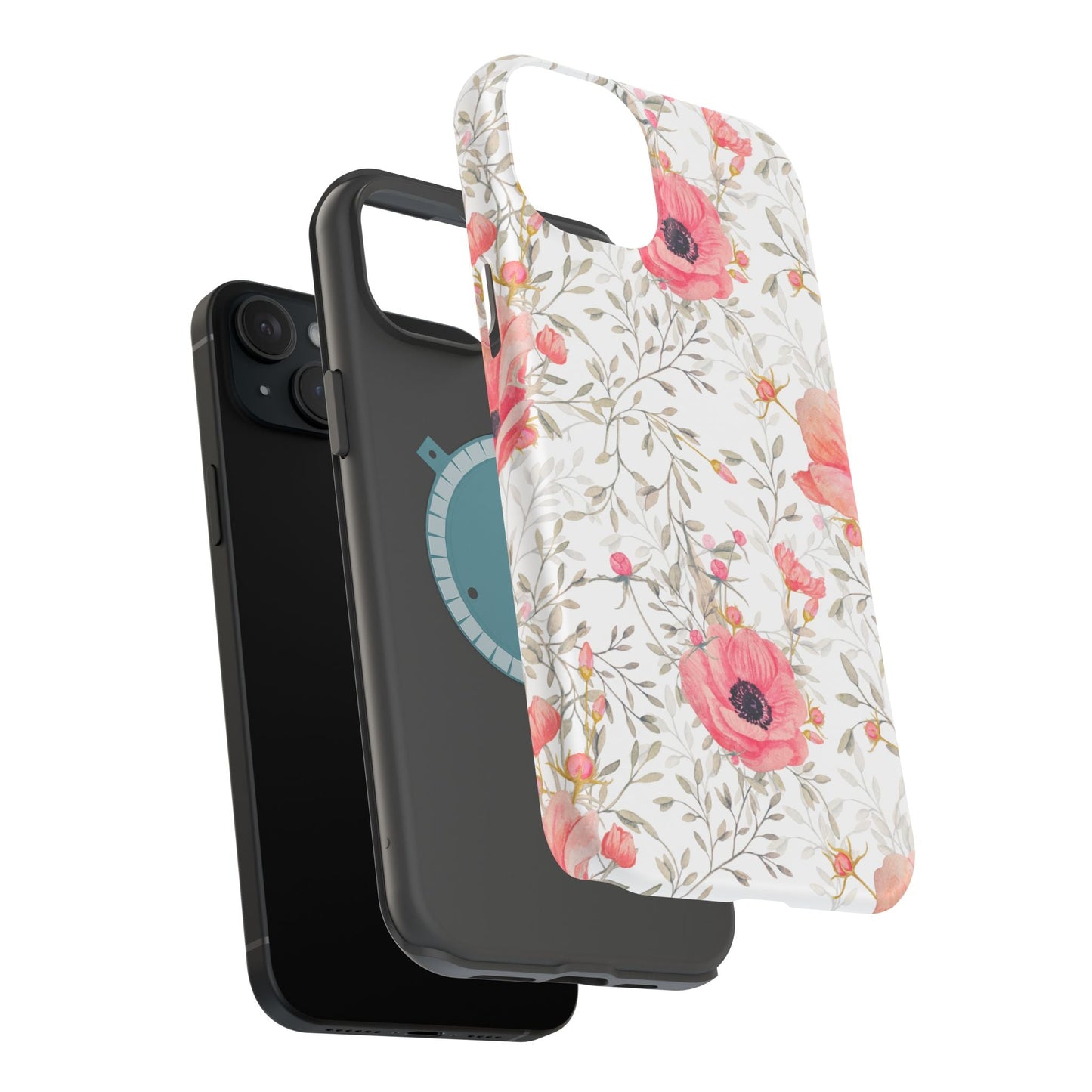 Pink Floral Watercolor MagSafe iPhone Case – Elegant Blossom Design with Magnetic Compatibility - BOGO Cases