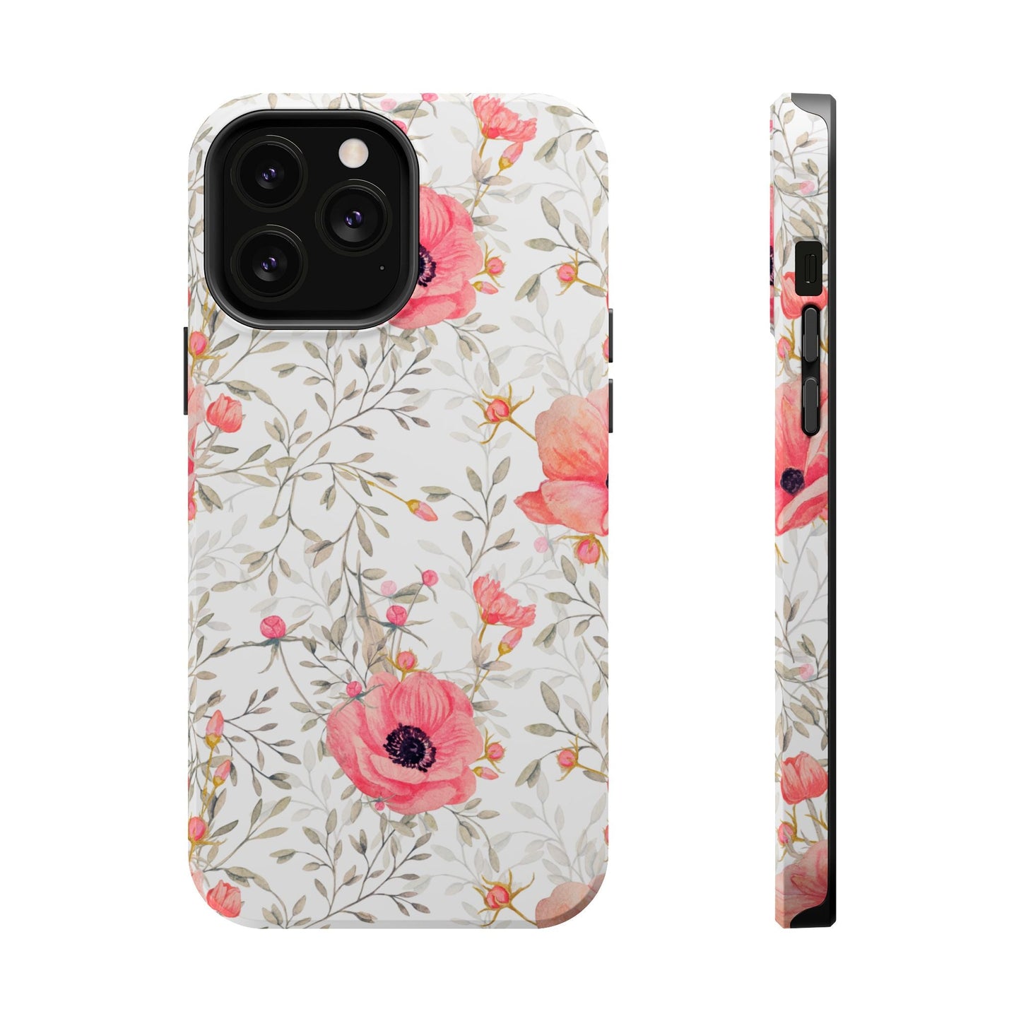 Pink Floral Watercolor MagSafe iPhone Case – Elegant Blossom Design with Magnetic Compatibility - BOGO Cases