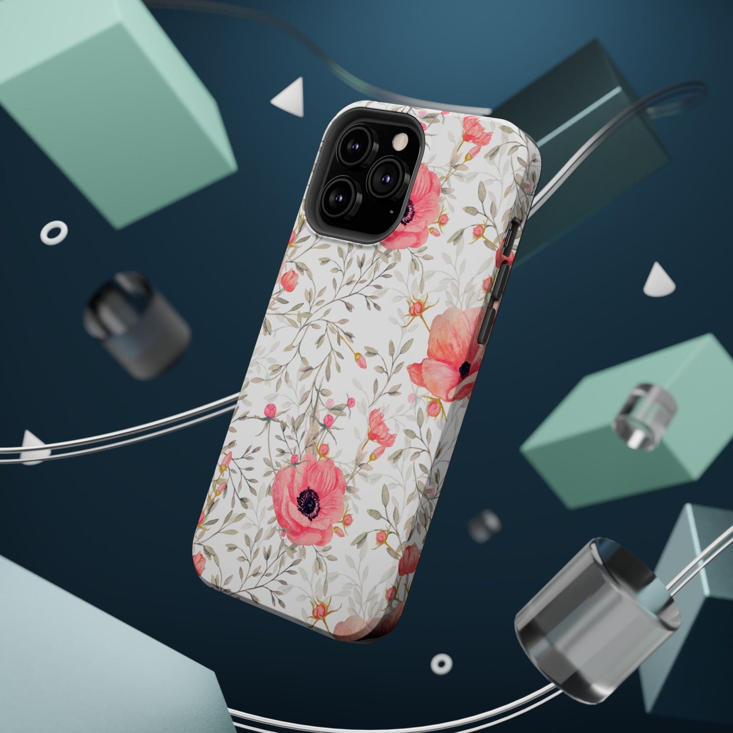 Pink Floral Watercolor MagSafe iPhone Case – Elegant Blossom Design with Magnetic Compatibility - BOGO Cases