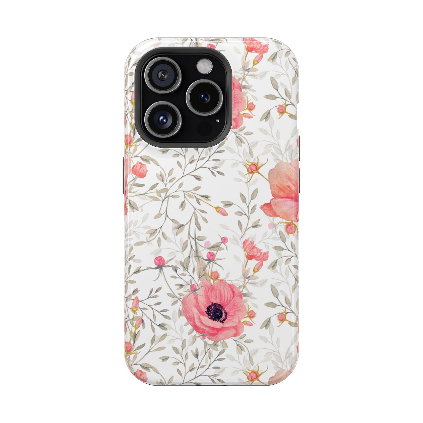 Pink Floral Watercolor MagSafe iPhone Case – Elegant Blossom Design with Magnetic Compatibility - BOGO Cases