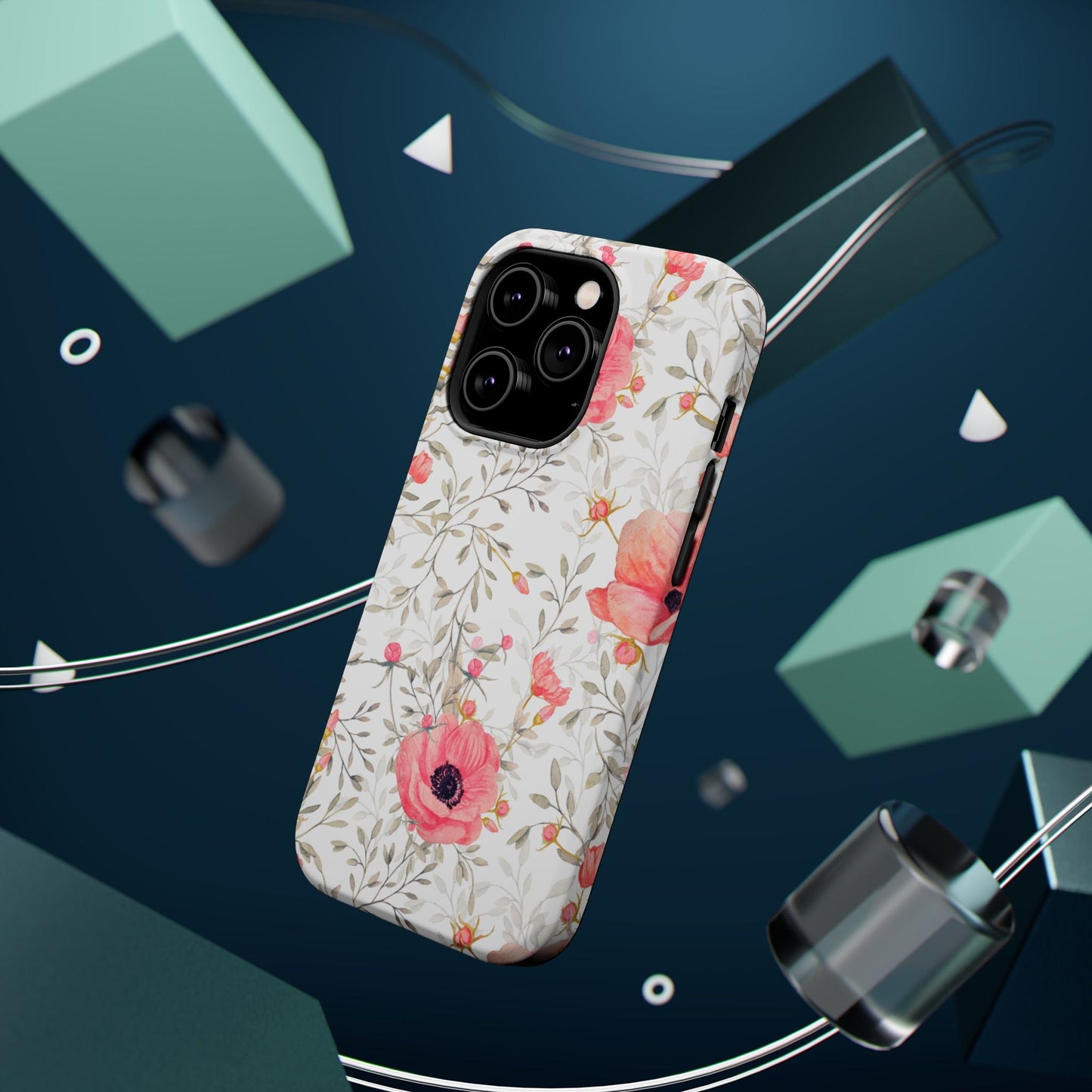 Pink Floral Watercolor MagSafe iPhone Case – Elegant Blossom Design with Magnetic Compatibility - BOGO Cases