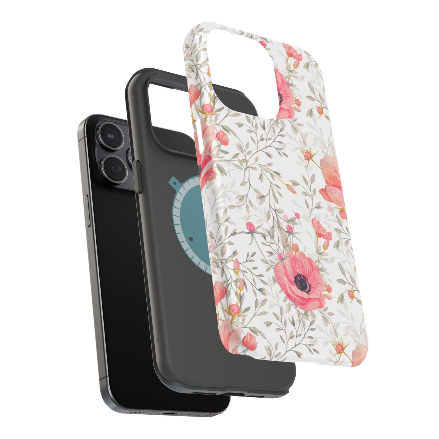 Pink Floral Watercolor MagSafe iPhone Case – Elegant Blossom Design with Magnetic Compatibility - BOGO Cases
