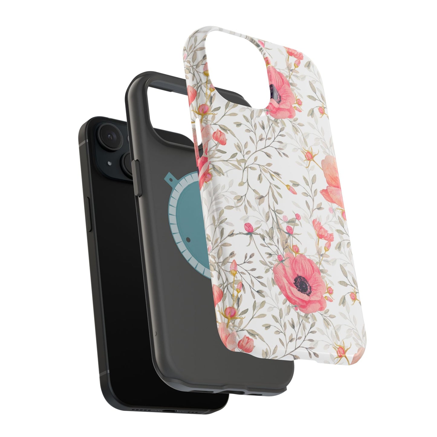 Pink Floral Watercolor MagSafe iPhone Case – Elegant Blossom Design with Magnetic Compatibility - BOGO Cases