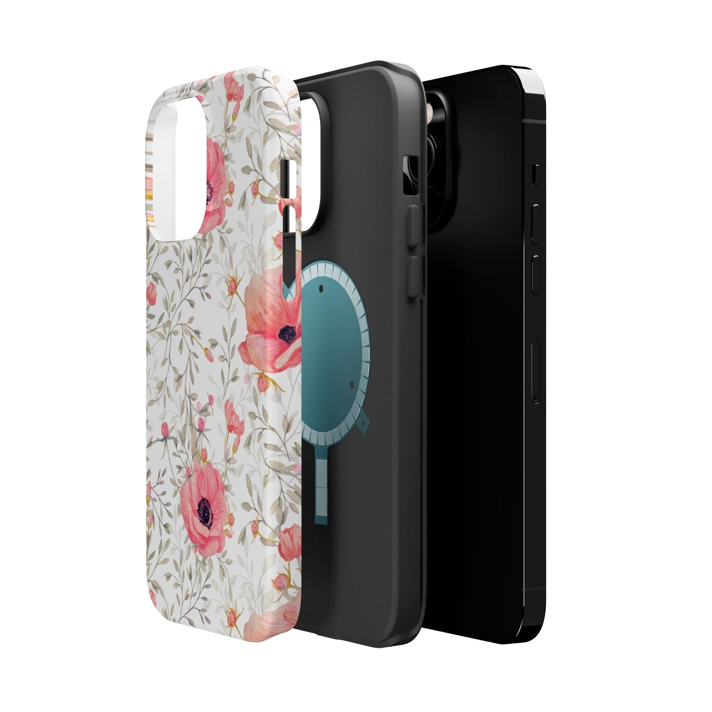 Pink Floral Watercolor MagSafe iPhone Case – Elegant Blossom Design with Magnetic Compatibility - BOGO Cases