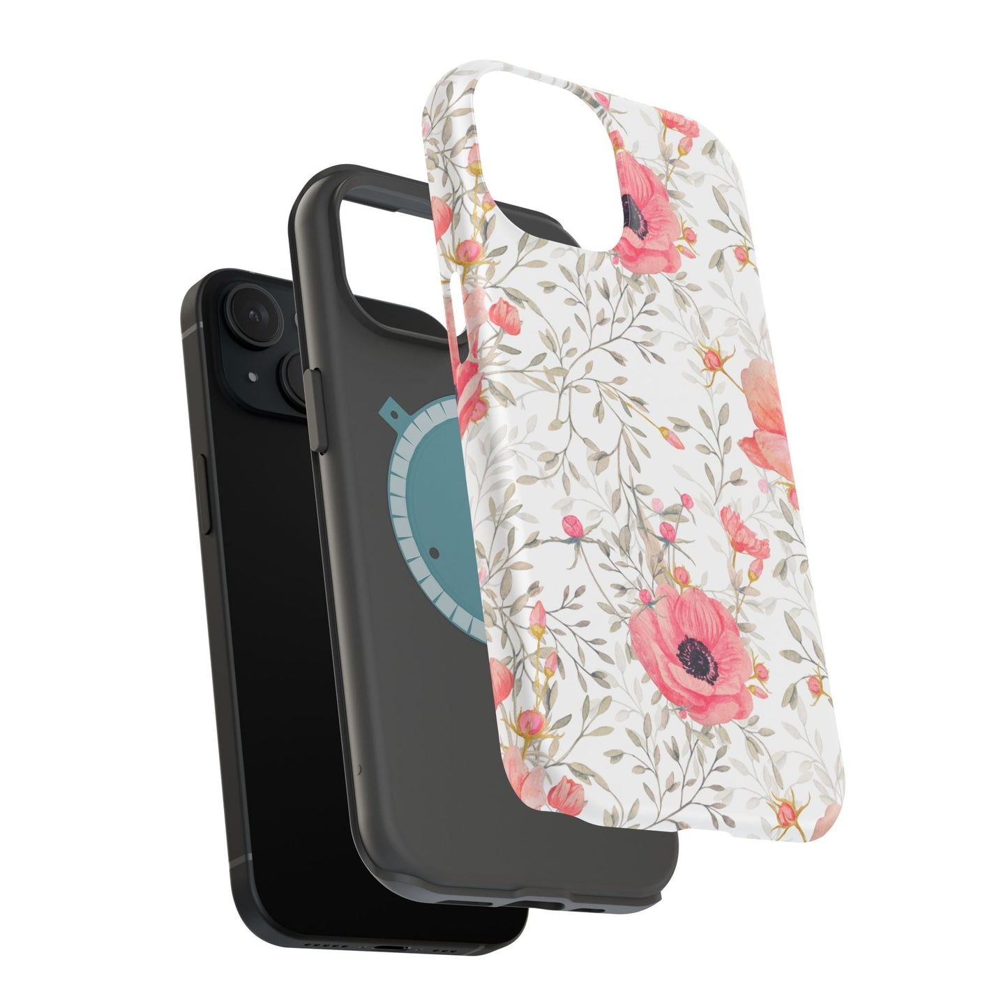 Pink Floral Watercolor MagSafe iPhone Case – Elegant Blossom Design with Magnetic Compatibility - BOGO Cases