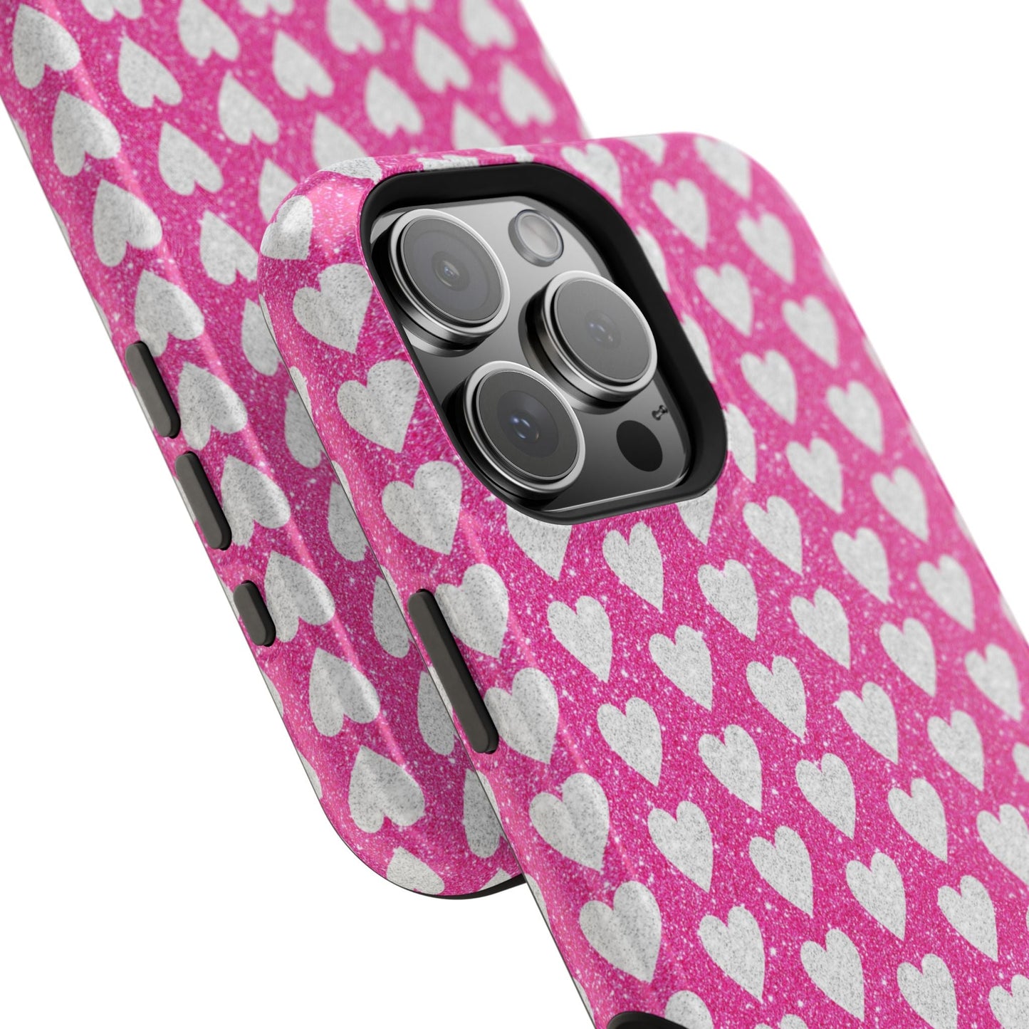 Pink Glitter Heart Pattern MagSafe Case - BOGO Cases