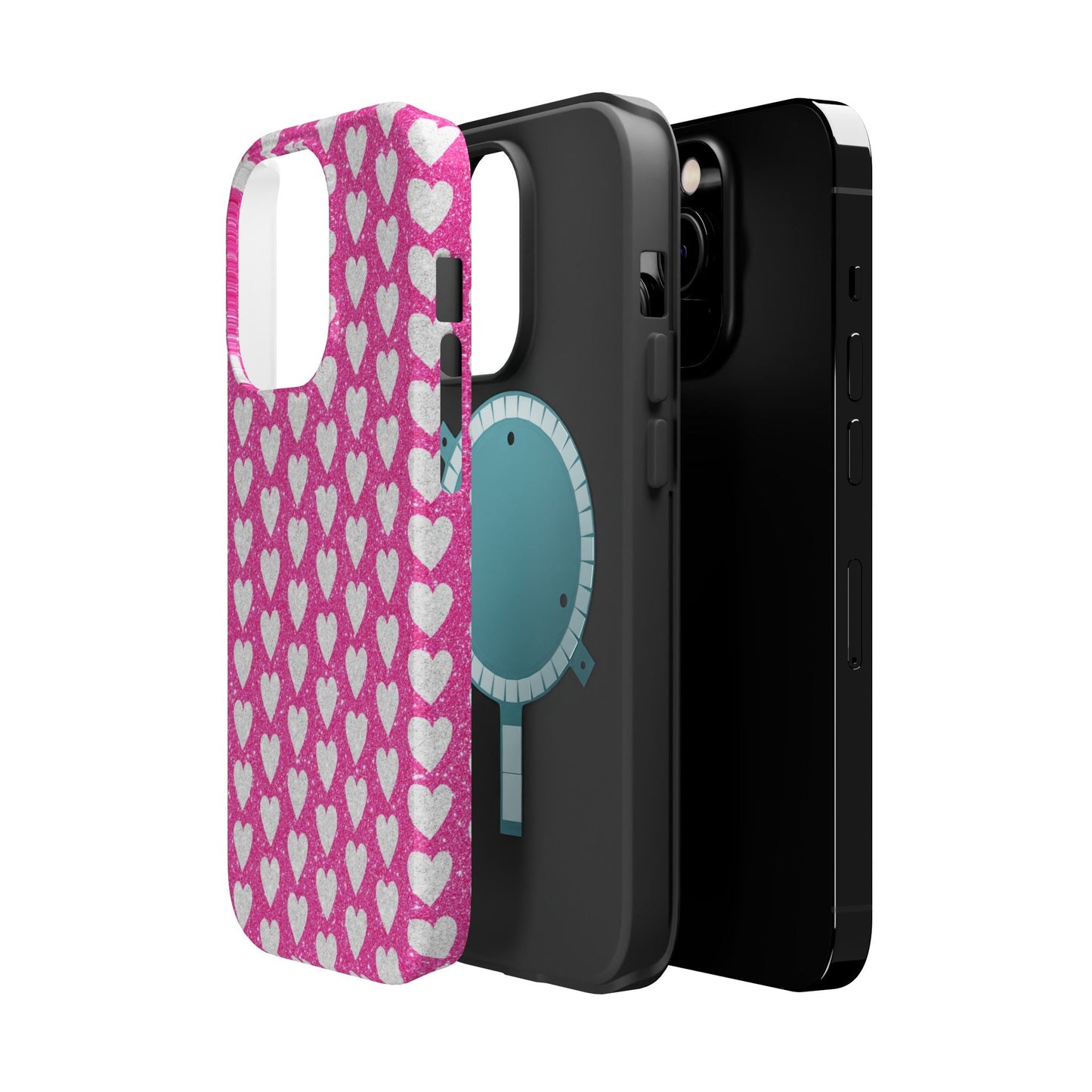 Pink Glitter Heart Pattern MagSafe Case - BOGO Cases