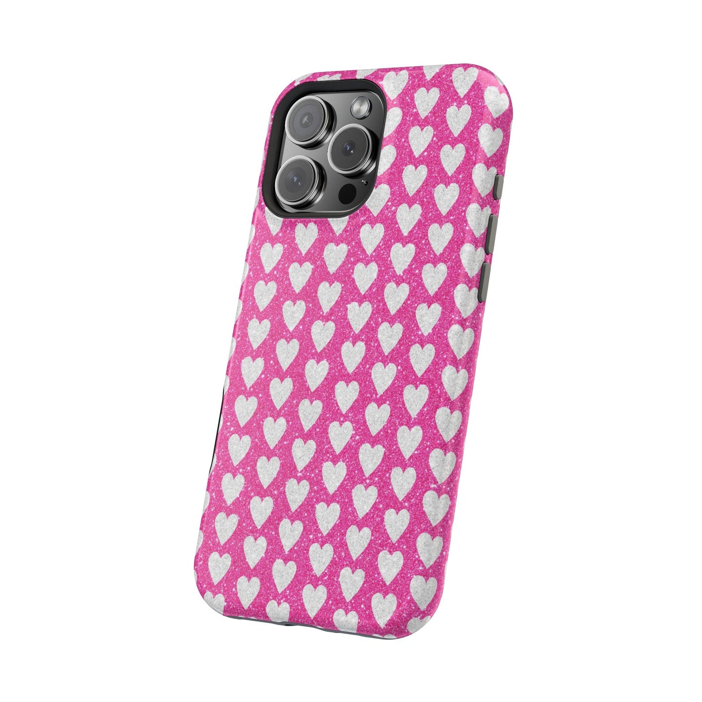 Pink Glitter Heart Pattern MagSafe Case - BOGO Cases