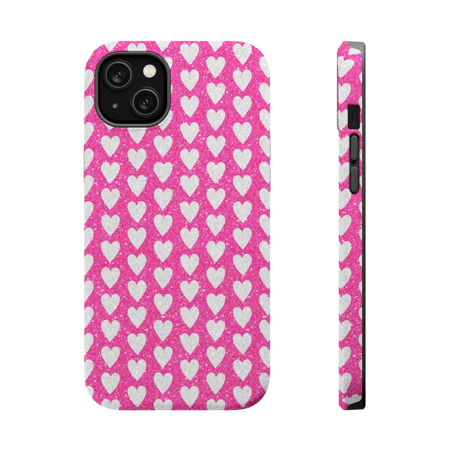 Pink Glitter Heart Pattern MagSafe Case - BOGO Cases