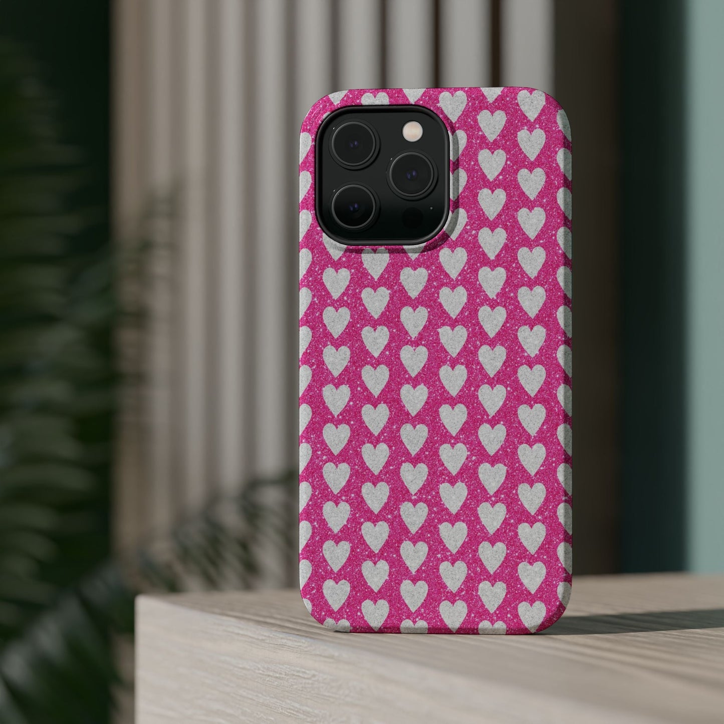 Pink Glitter Heart Pattern MagSafe Case - BOGO Cases