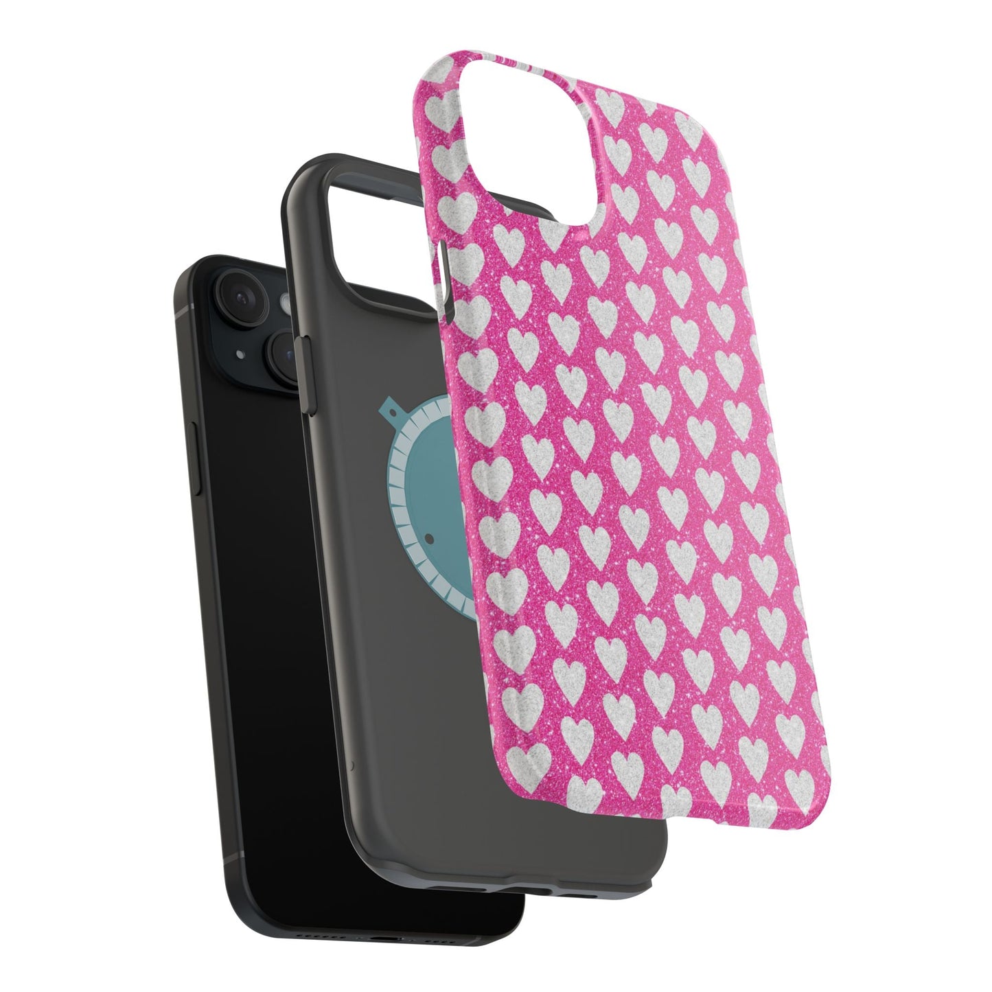 Pink Glitter Heart Pattern MagSafe Case - BOGO Cases