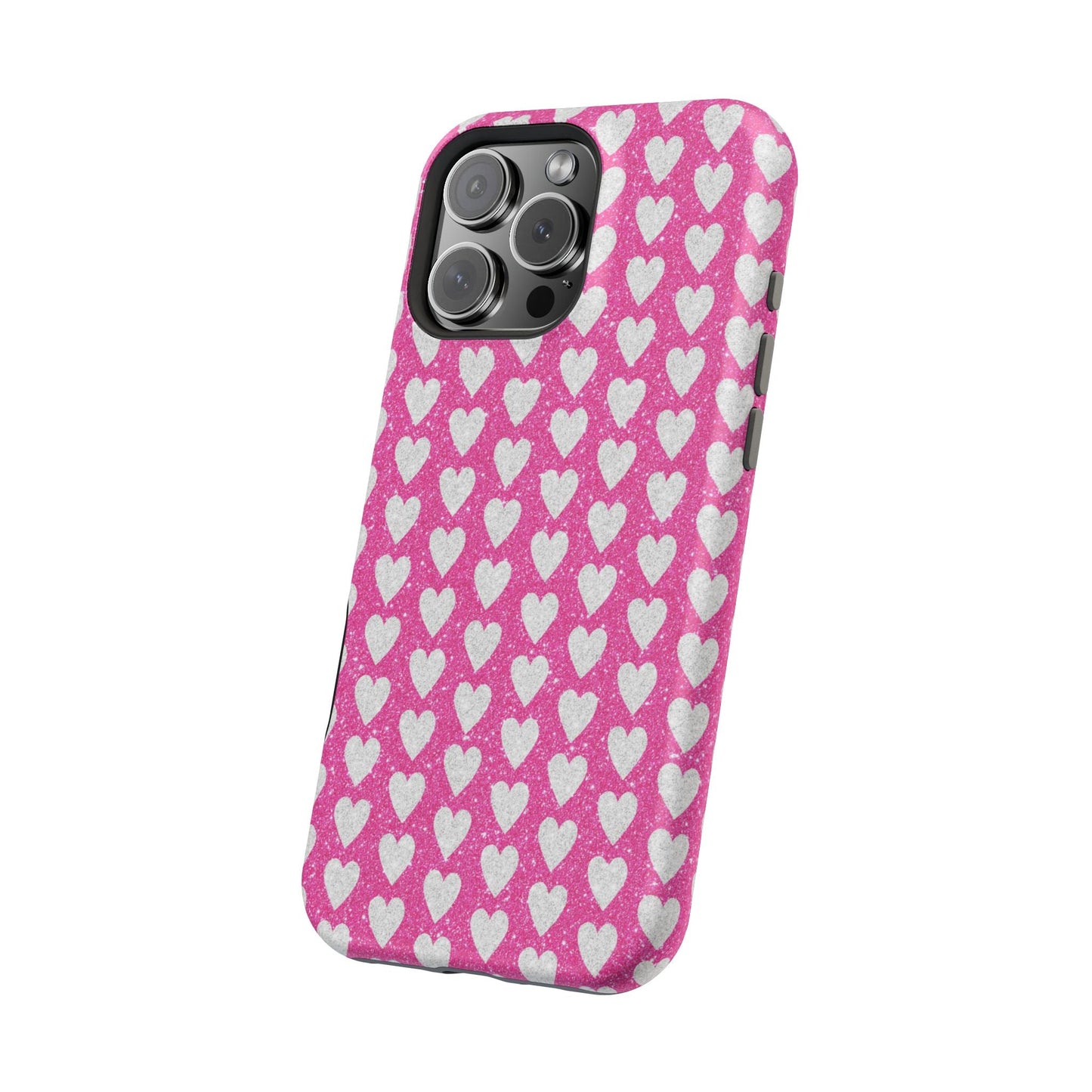 Pink Glitter Heart Pattern MagSafe Case - BOGO Cases