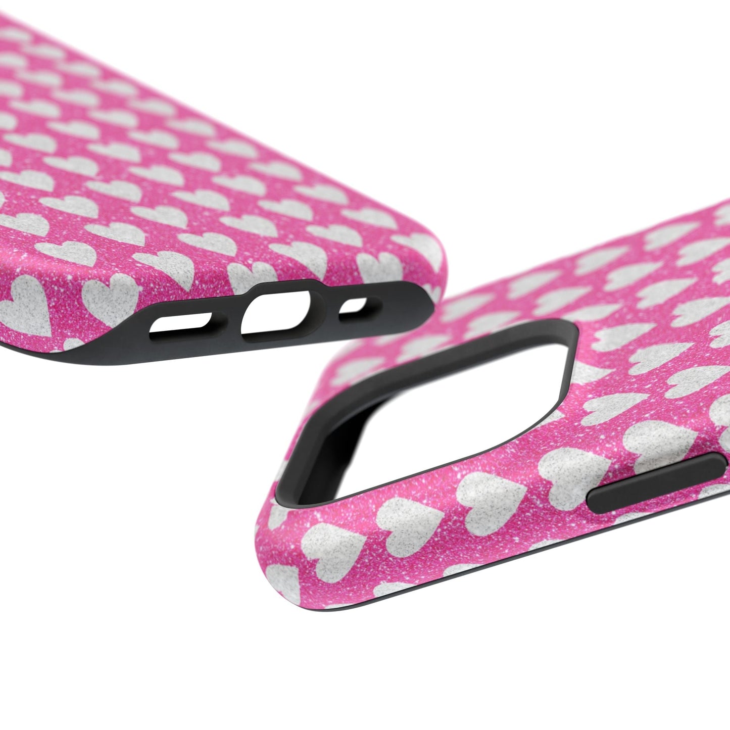 Pink Glitter Heart Pattern MagSafe Case - BOGO Cases