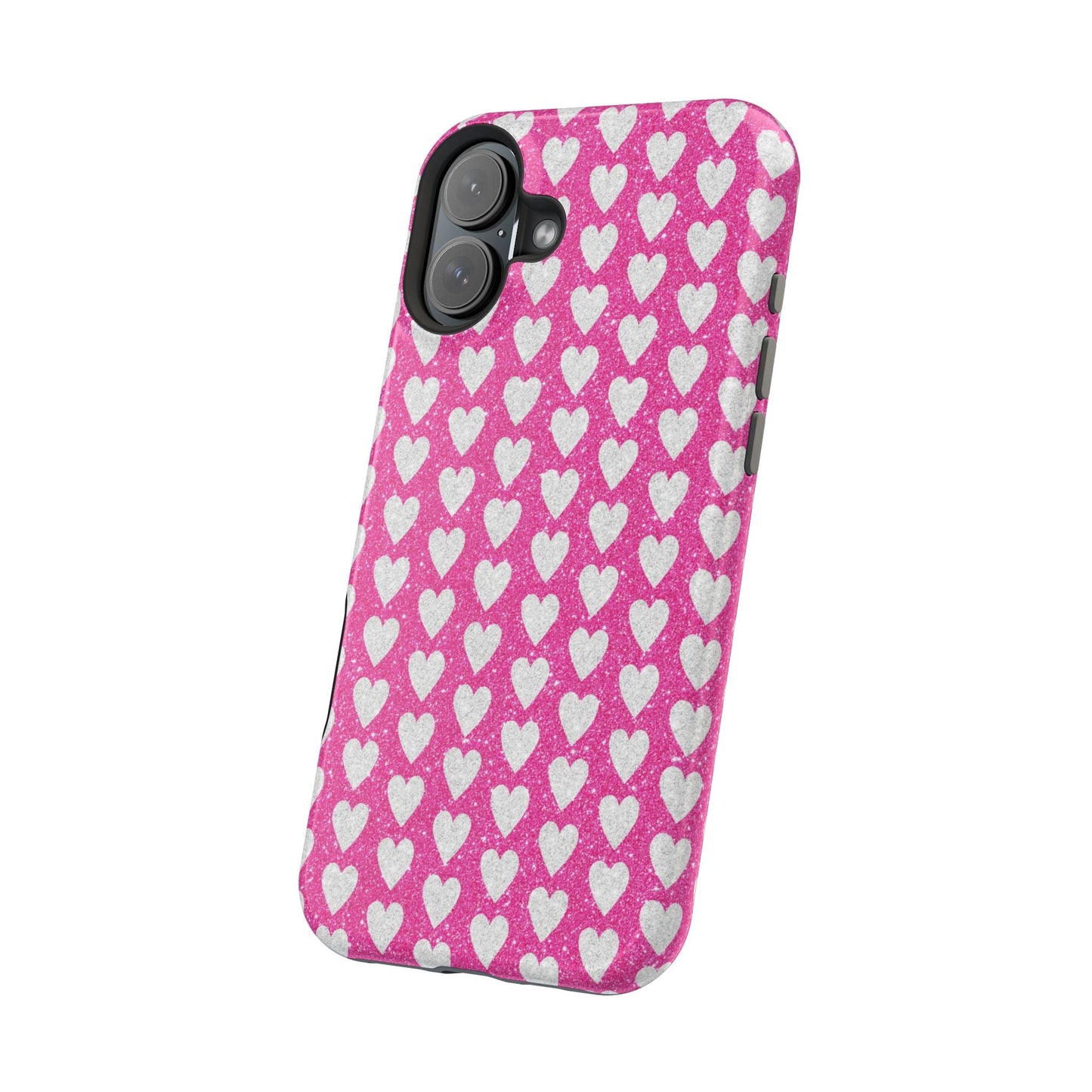 Pink Glitter Heart Pattern MagSafe Case - BOGO Cases