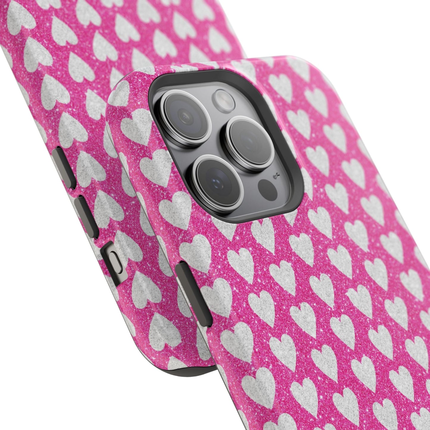 Pink Glitter Heart Pattern MagSafe Case - BOGO Cases