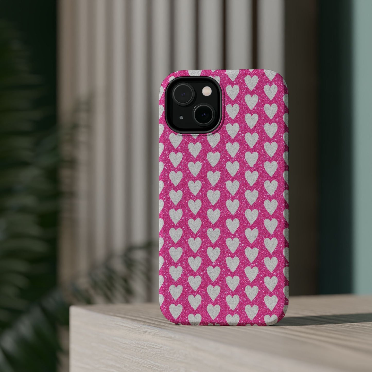 Pink Glitter Heart Pattern MagSafe Case - BOGO Cases