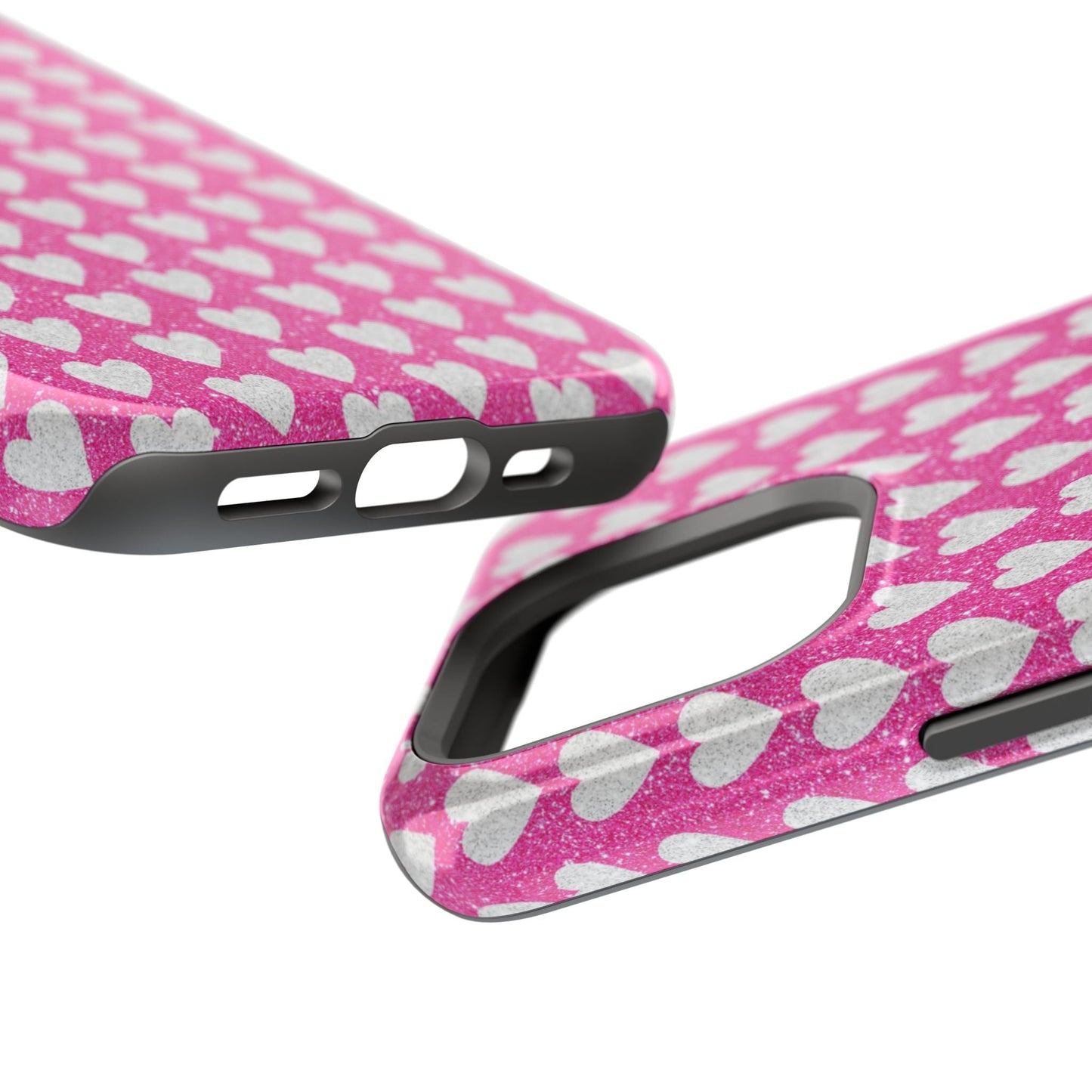 Pink Glitter Heart Pattern MagSafe Case - BOGO Cases