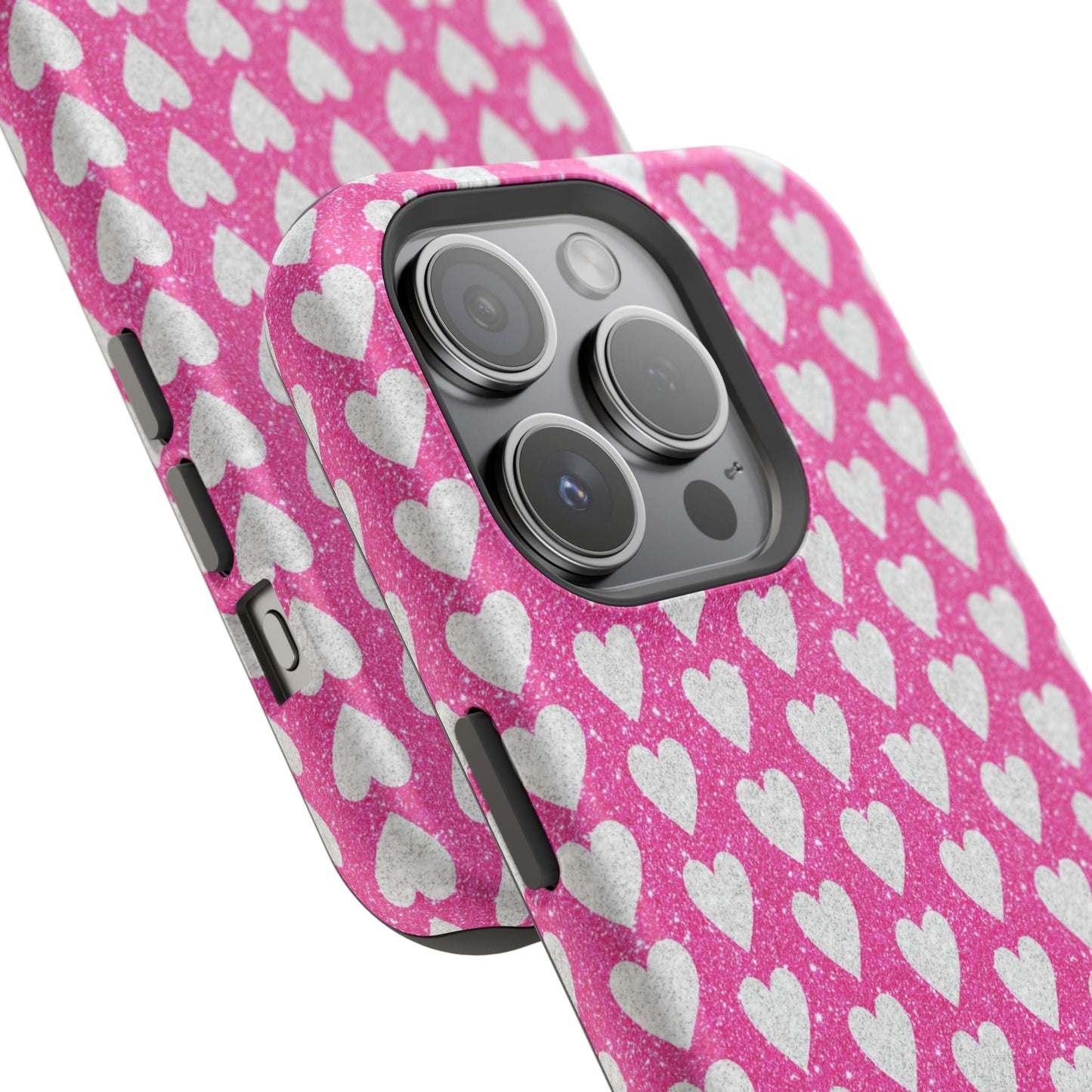 Pink Glitter Heart Pattern MagSafe Case - BOGO Cases