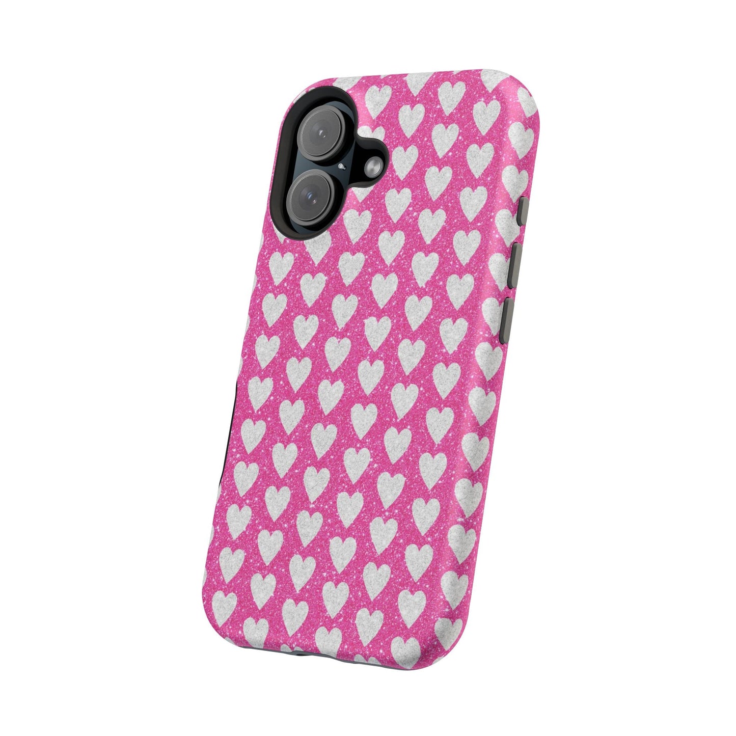 Pink Glitter Heart Pattern MagSafe Case - BOGO Cases